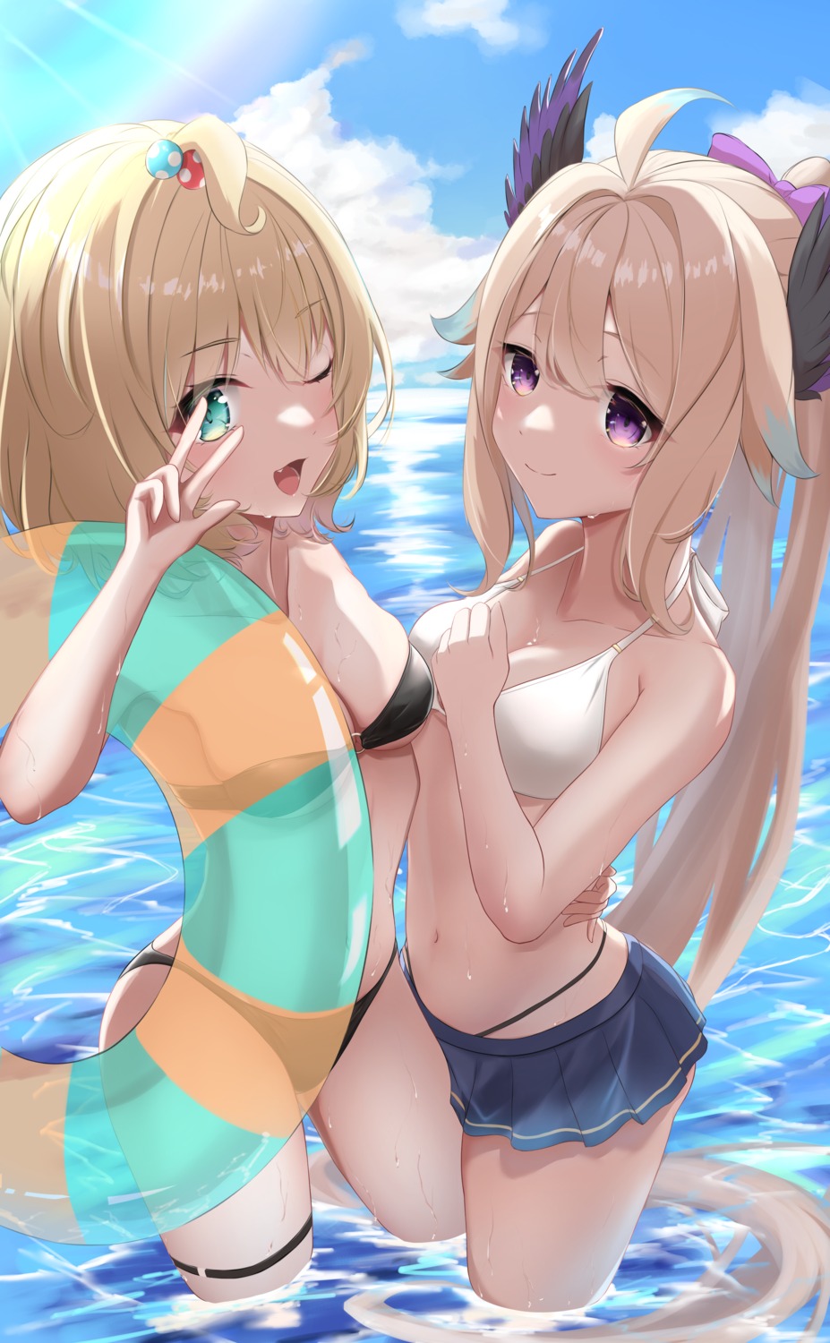 bikini enna_alouette garter millie_parfait nijisanji nijisanji_en obanana_(ahap7438) swimsuits wet