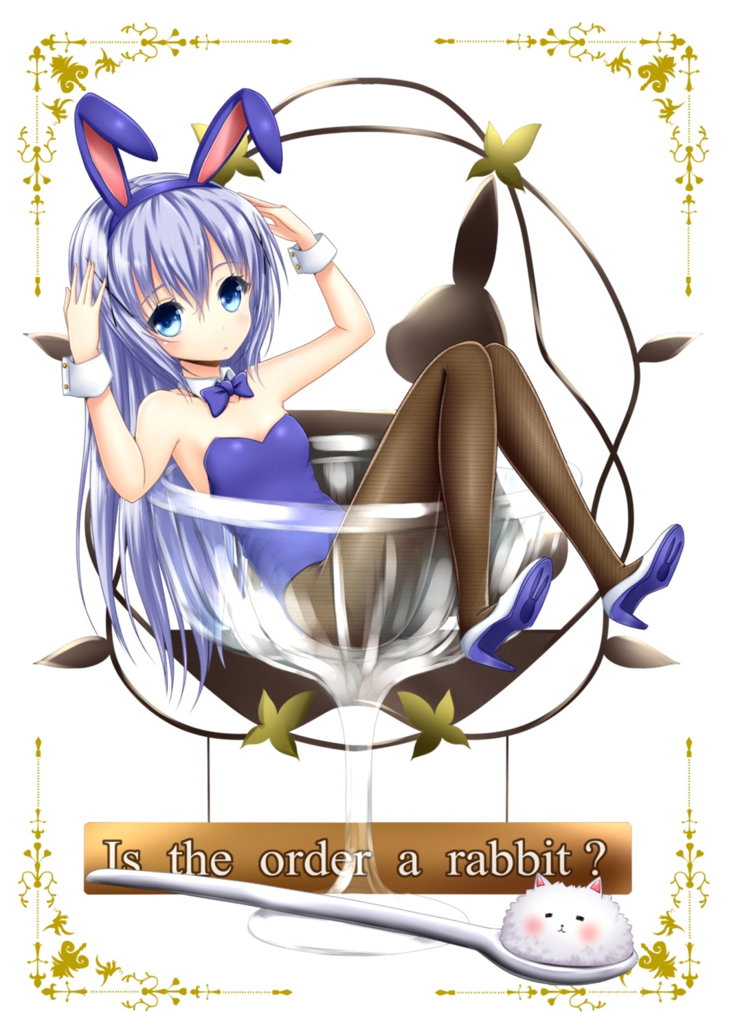 animal_ears bunny_ears bunny_girl fishnets gochuumon_wa_usagi_desu_ka? heels kafuu_chino loli no_bra oosato_haya pantyhose tippy_(gochiusa)