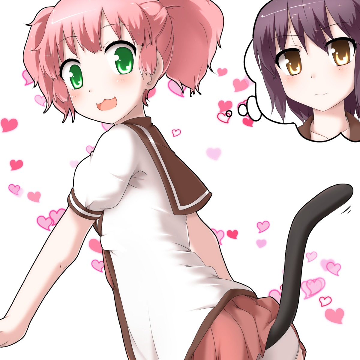 faubynet funami_yui seifuku tail yoshikawa_chinatsu yuru_yuri