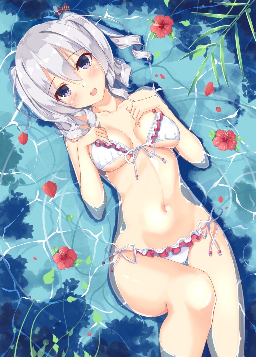 bikini cleavage hateno_yukimi kantai_collection kashima_(kancolle) swimsuits underboob wet