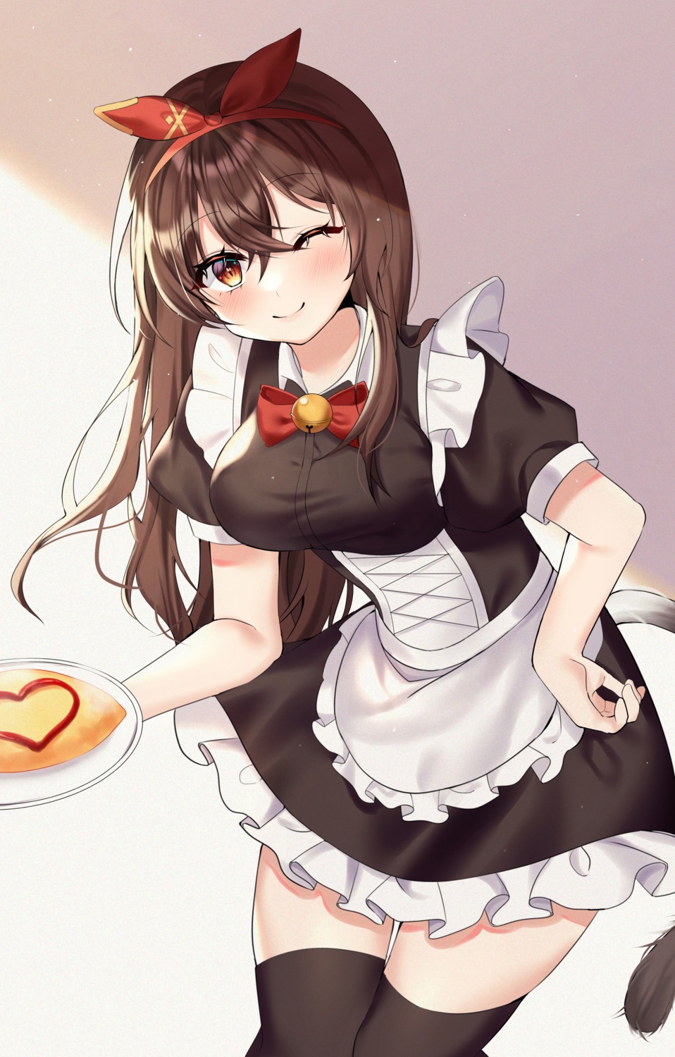 amber_(genshin_impact) educk genshin_impact maid tail thighhighs waitress