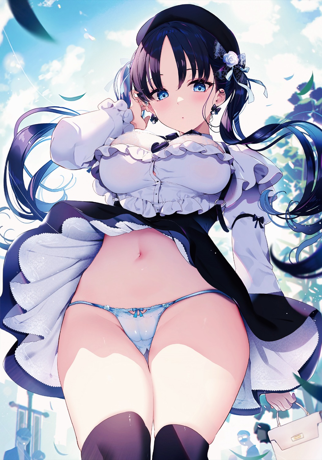 cameltoe detexted katto_(viking) pantsu see_through skirt_lift thighhighs