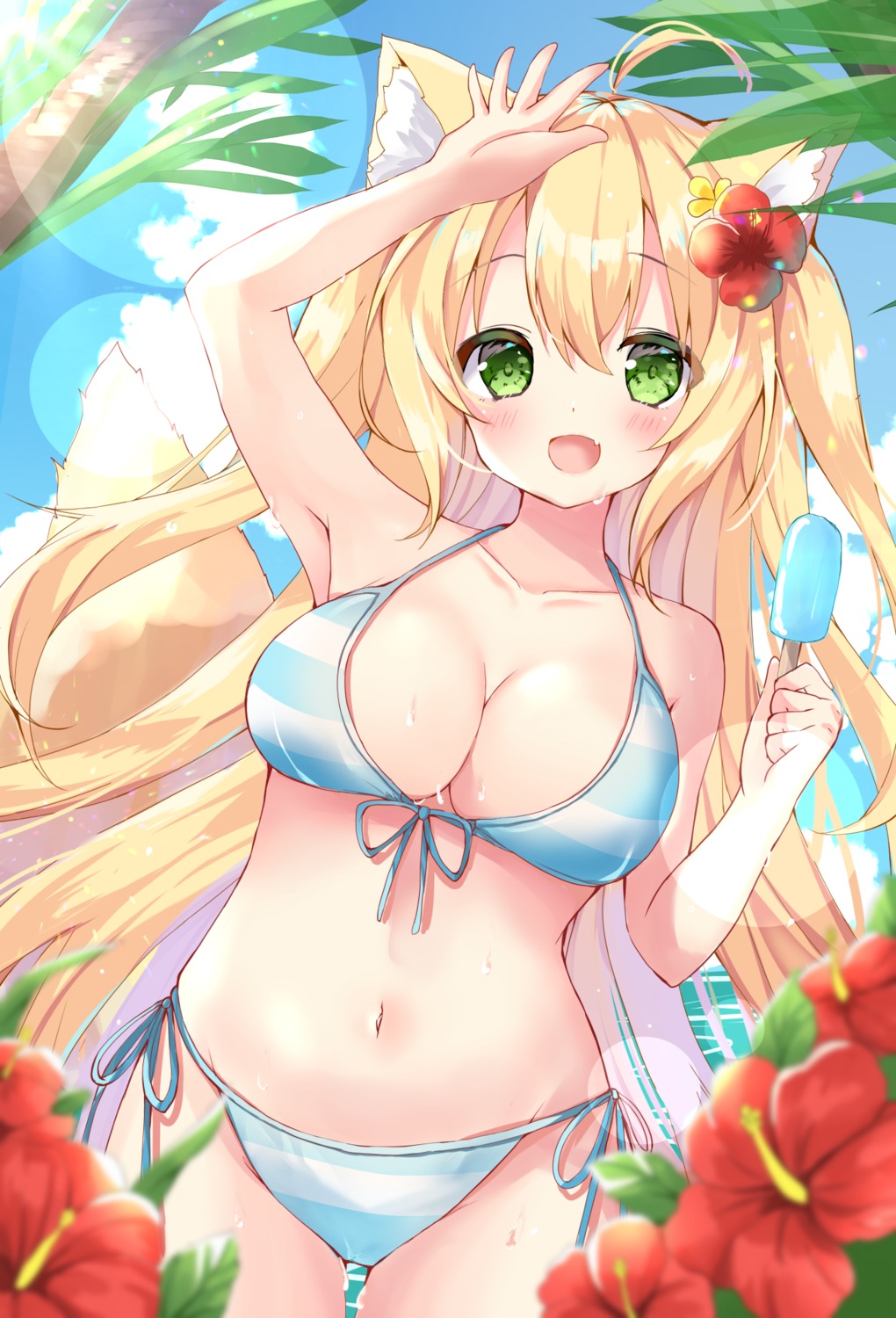 animal_ears bikini kitsune swimsuits tagme wet