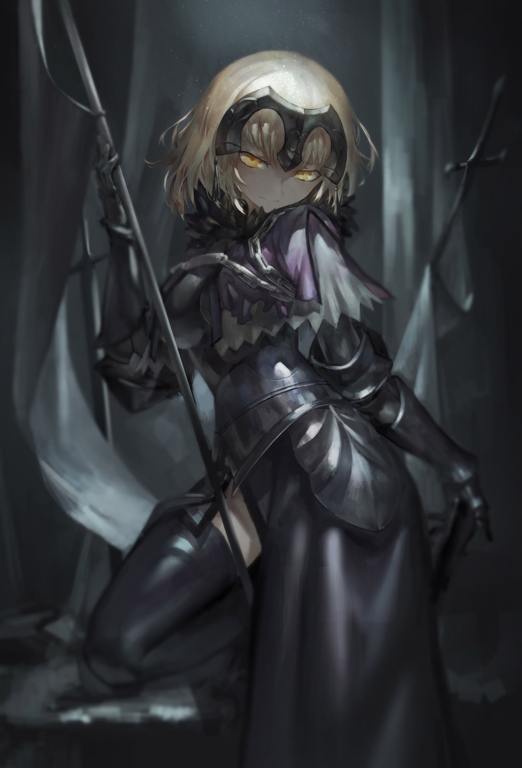 armor azomo fate/grand_order jeanne_d'arc jeanne_d'arc_(alter)_(fate) sword thighhighs weapon