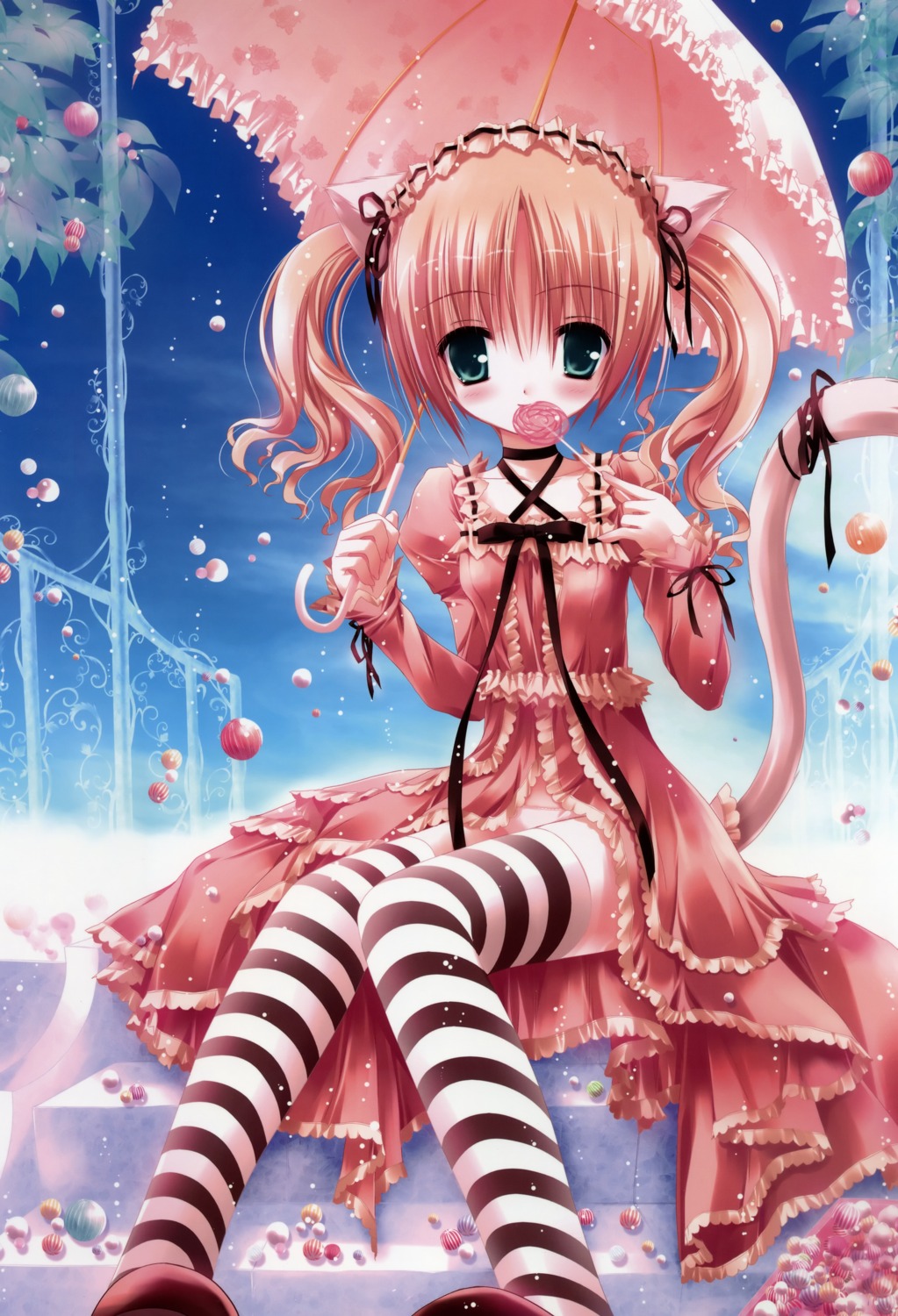 animal_ears lolita_fashion nekomimi pantsu tail thighhighs tinkle