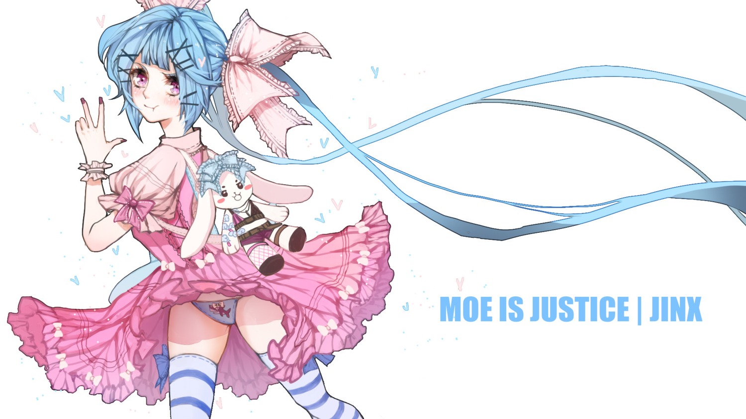 chiyehuikou dress jinx league_of_legends pantsu thighhighs