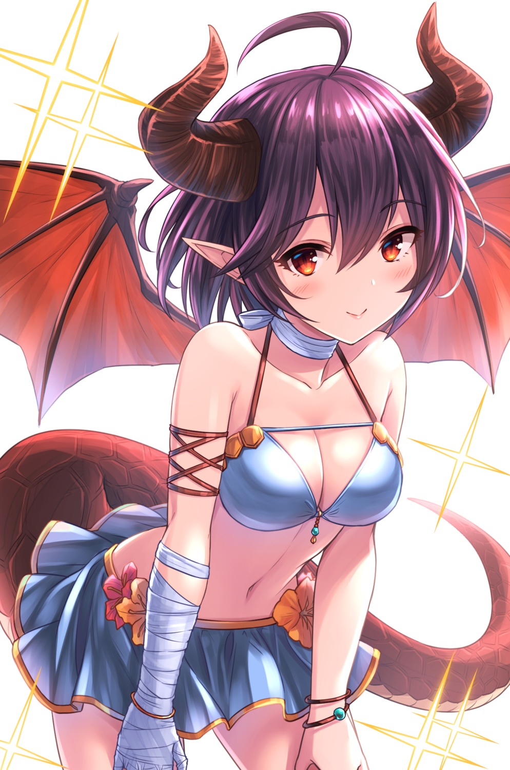 bandages bikini cleavage granblue_fantasy grea horns pointy_ears swimsuits tail tomo_(tmtm_mf_mf) wings