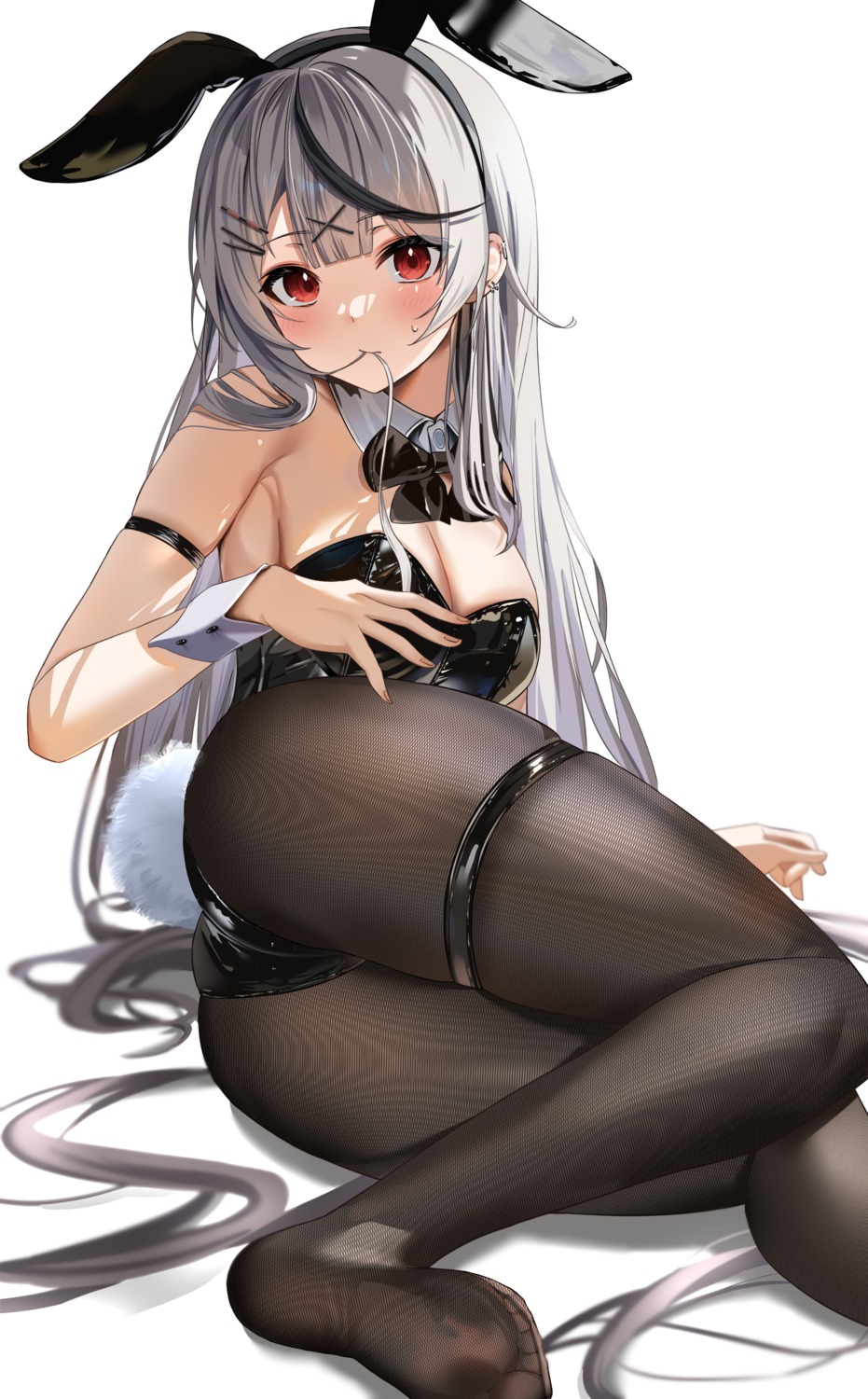 animal_ears bunny_ears bunny_girl gabti_fn garter hololive no_bra pantyhose sakamata_chloe tail