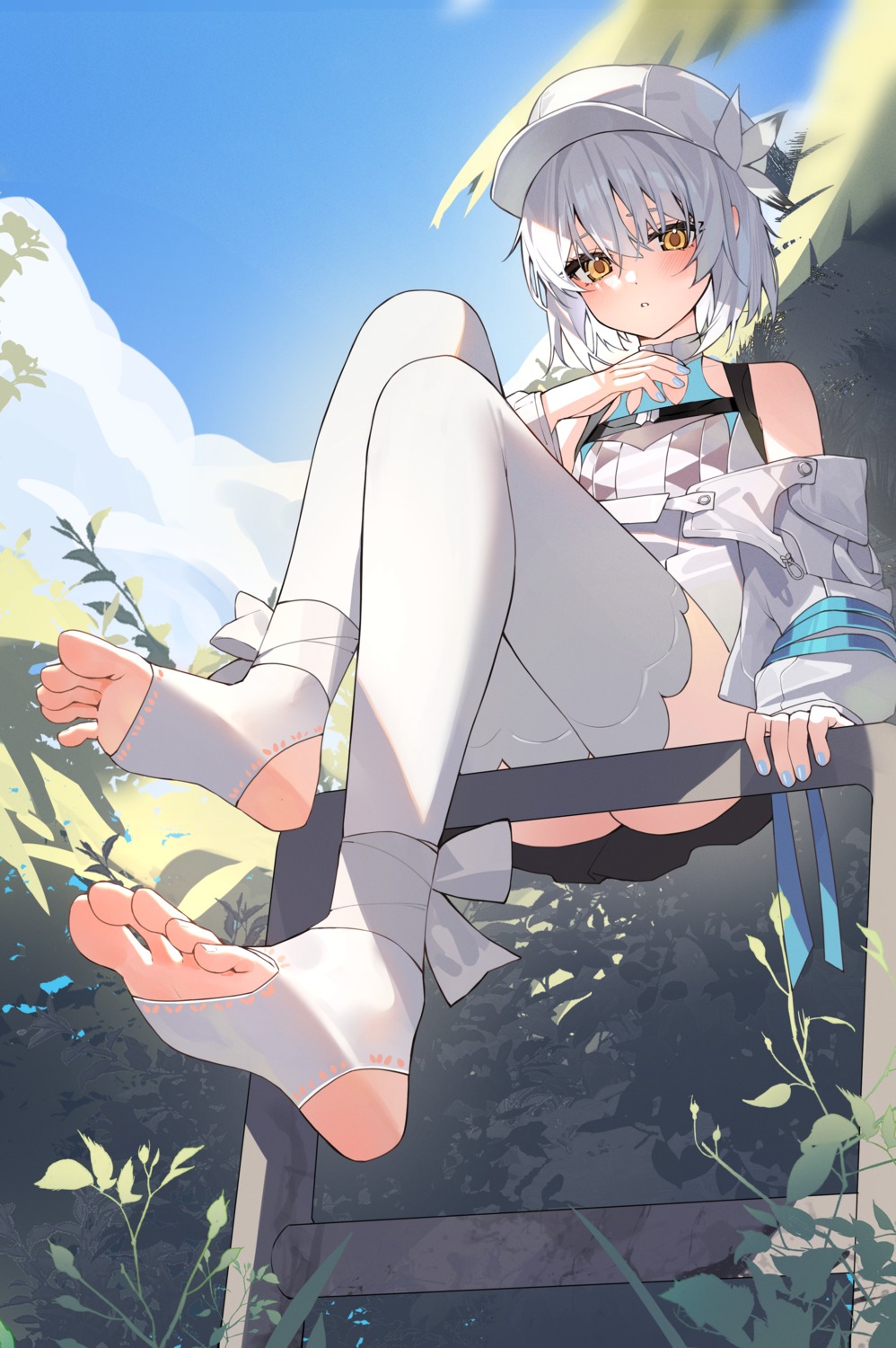 feet loli skirt_lift thighhighs xiao_lin_jiu