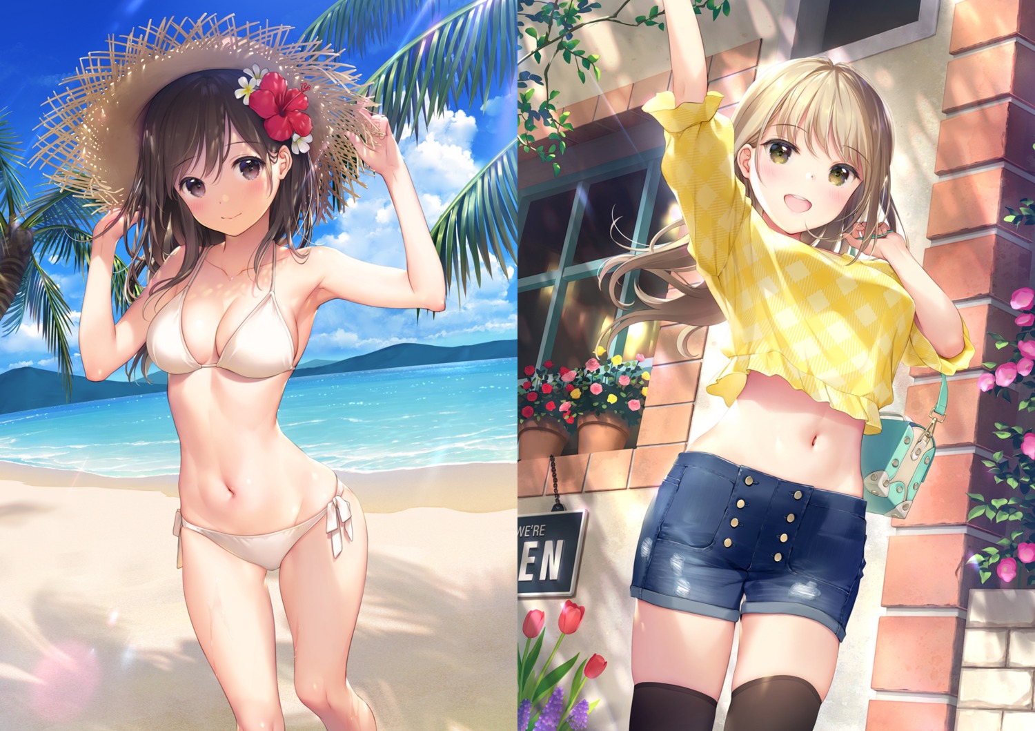 bikini cleavage mignon swimsuits thighhighs