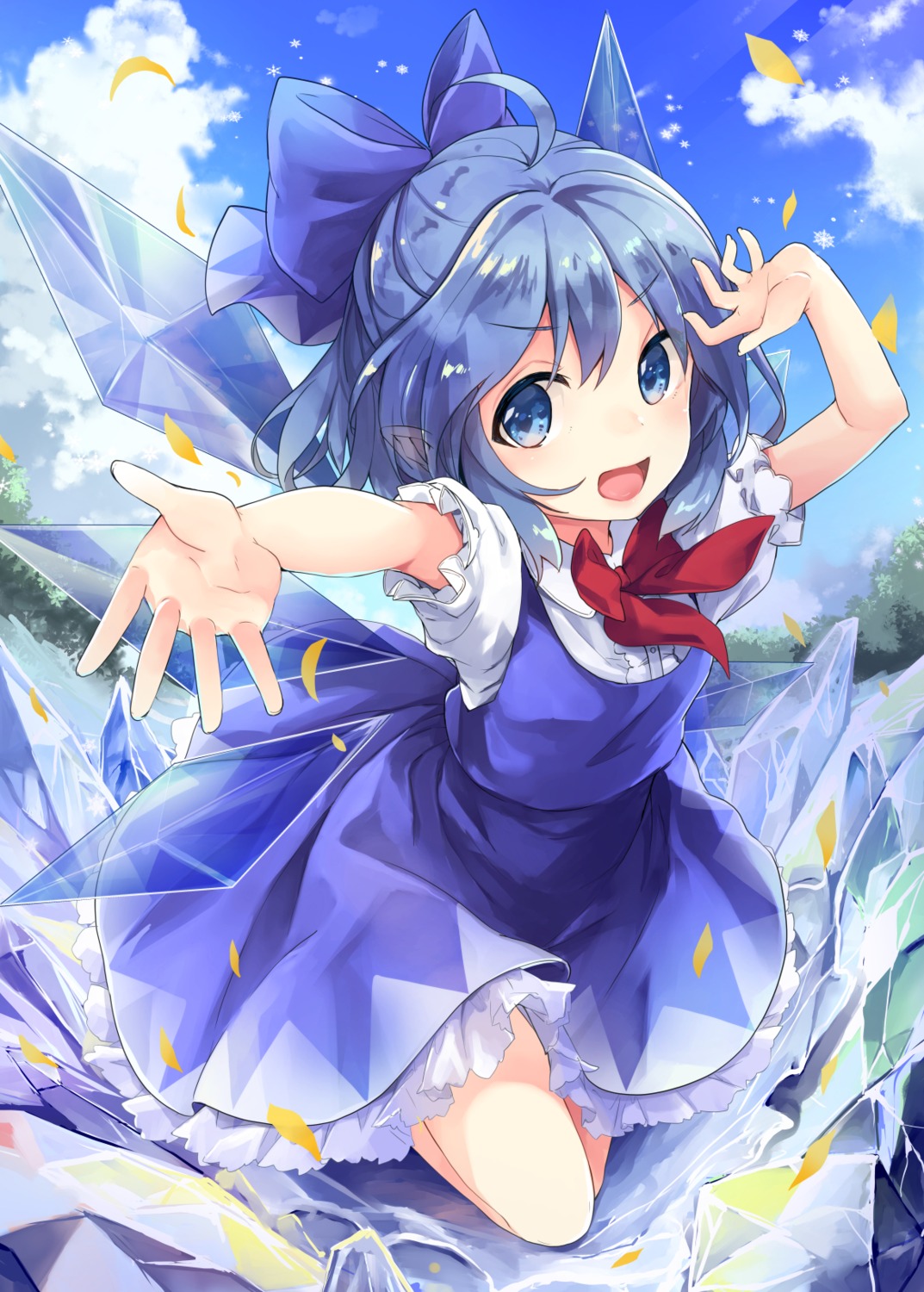 cirno tamano_kedama touhou wings