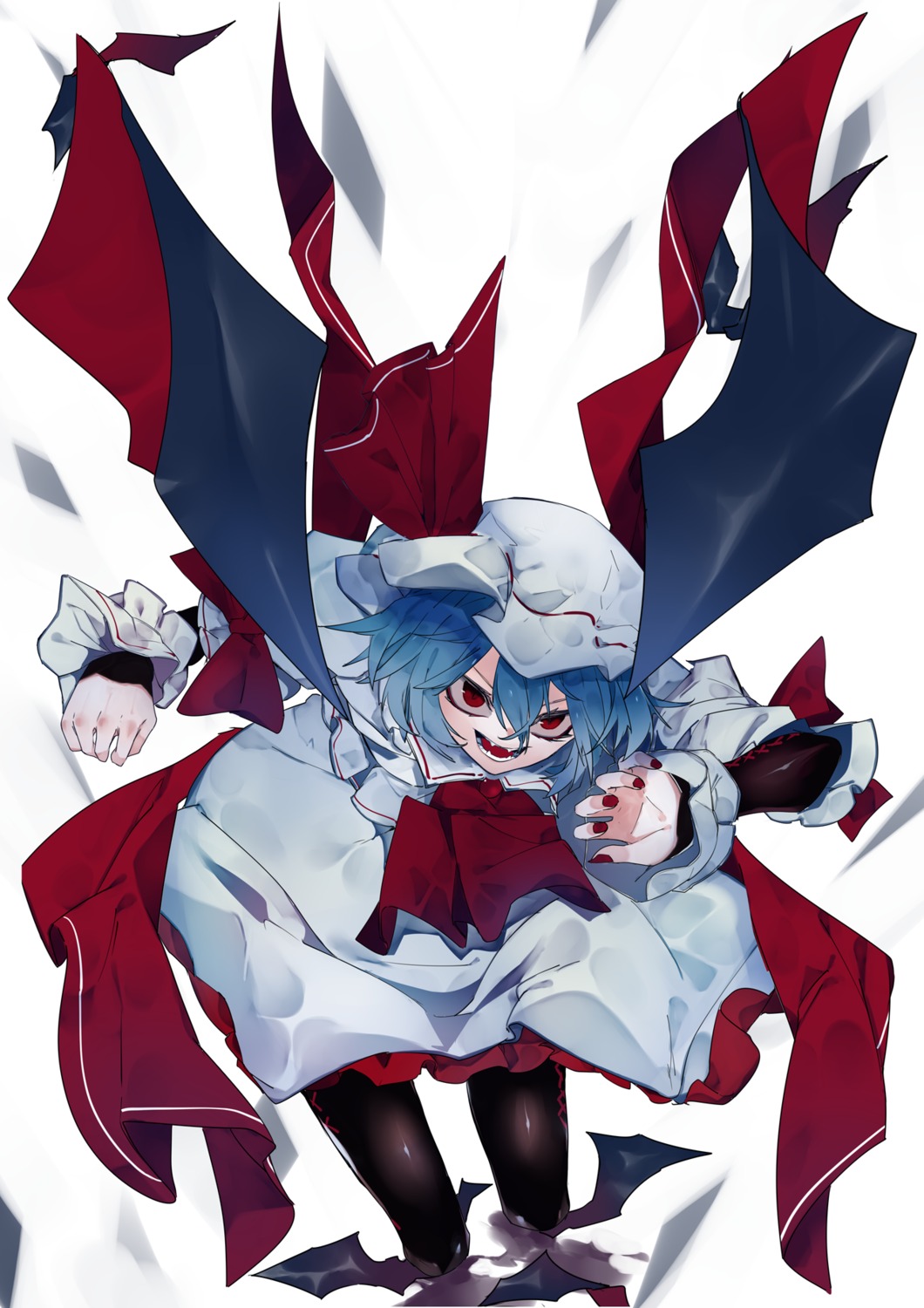 dress ikurauni pantyhose remilia_scarlet skirt_lift touhou wings