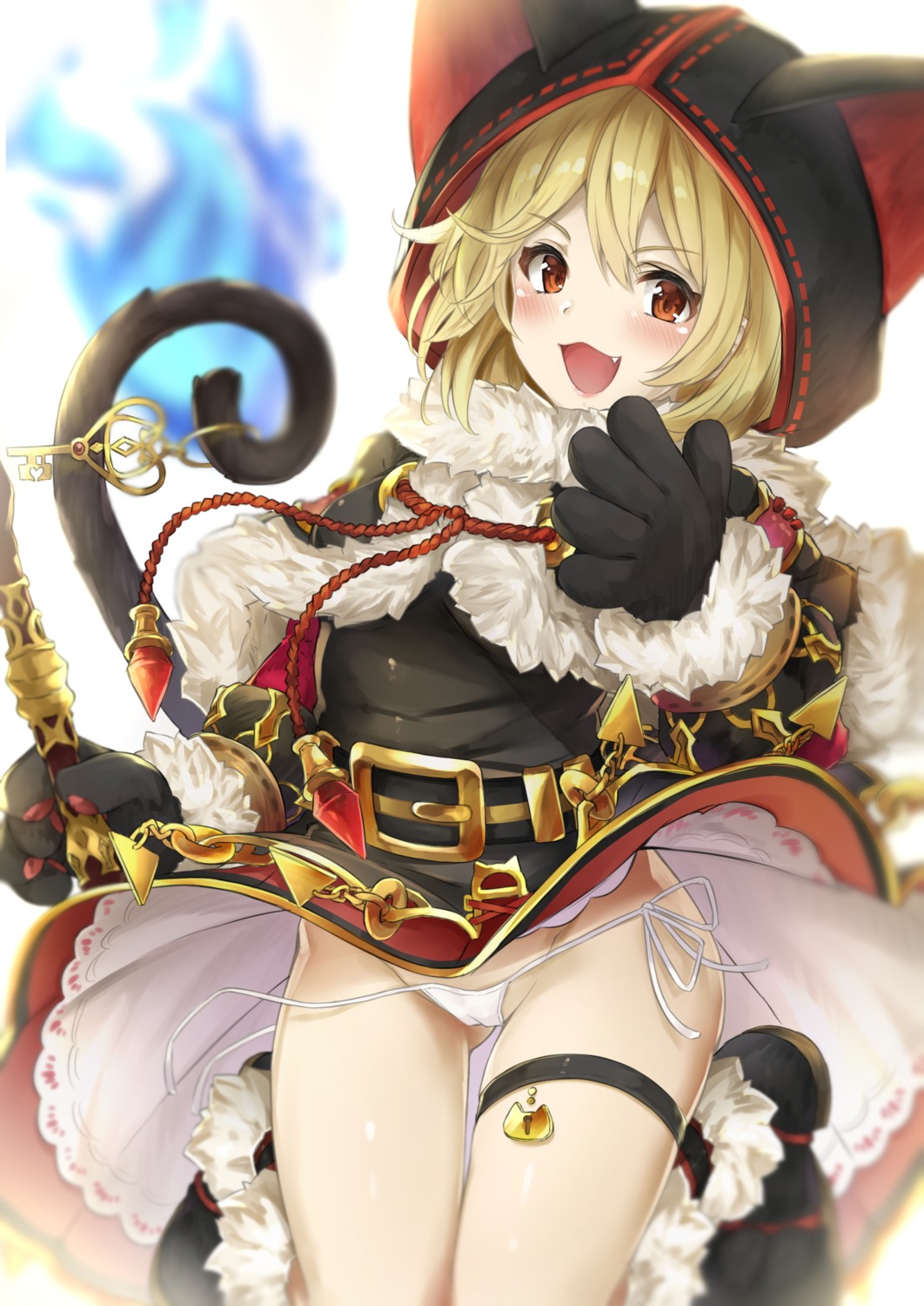 animal_ears cameltoe djeeta_(granblue_fantasy) garter granblue_fantasy heels hyouta_(yoneya) pantsu skirt_lift string_panties tail wardrobe_malfunction