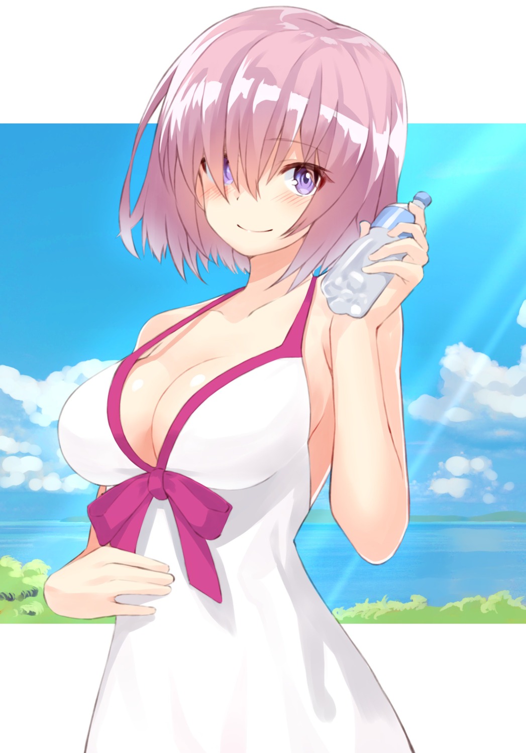 cleavage dress fate/grand_order mash_kyrielight summer_dress syunichi