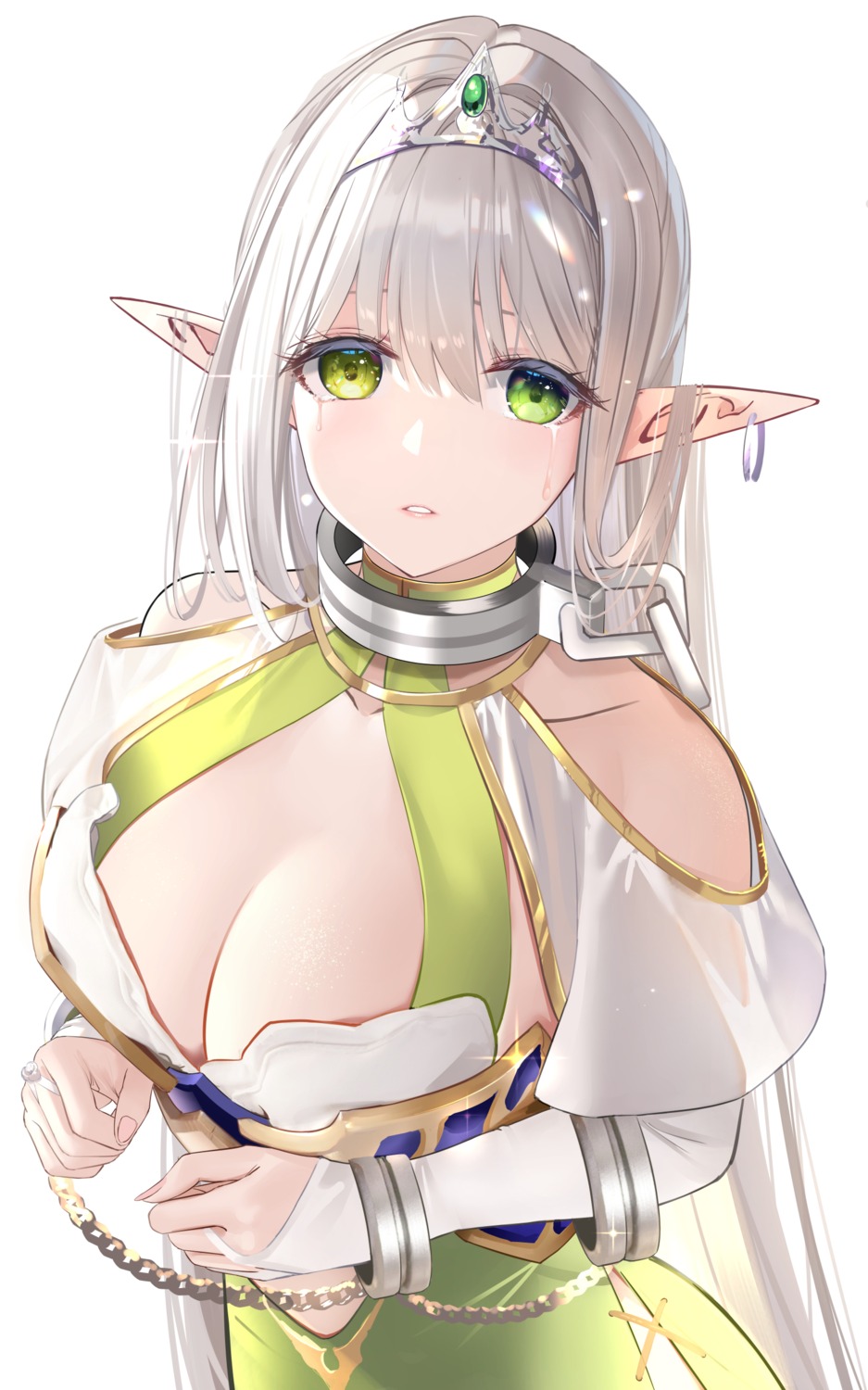 artist_revision bondage elf heterochromia muka_tsuku pointy_ears