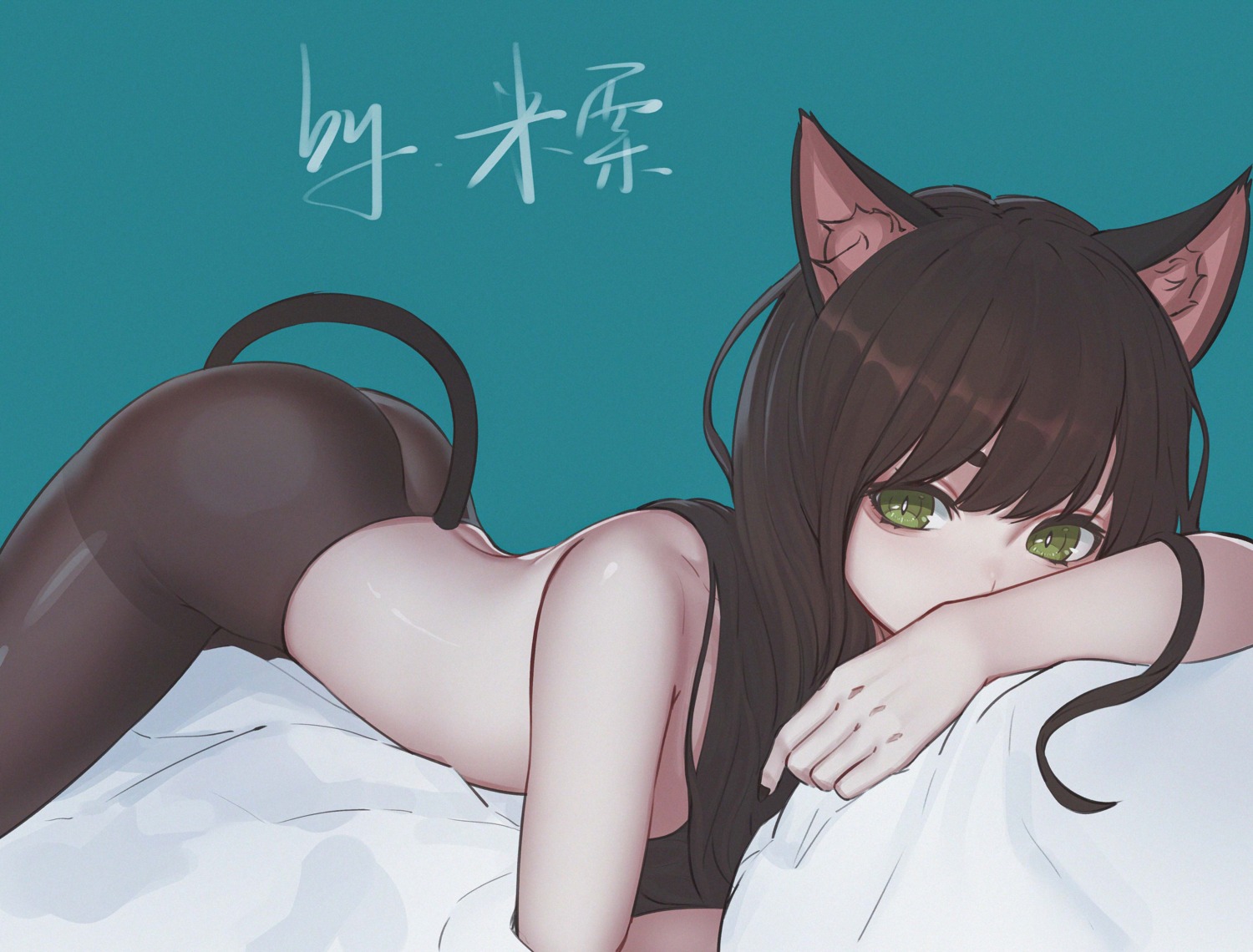 animal_ears ass chunai_zhanshen_milili nekomimi pantyhose tail topless