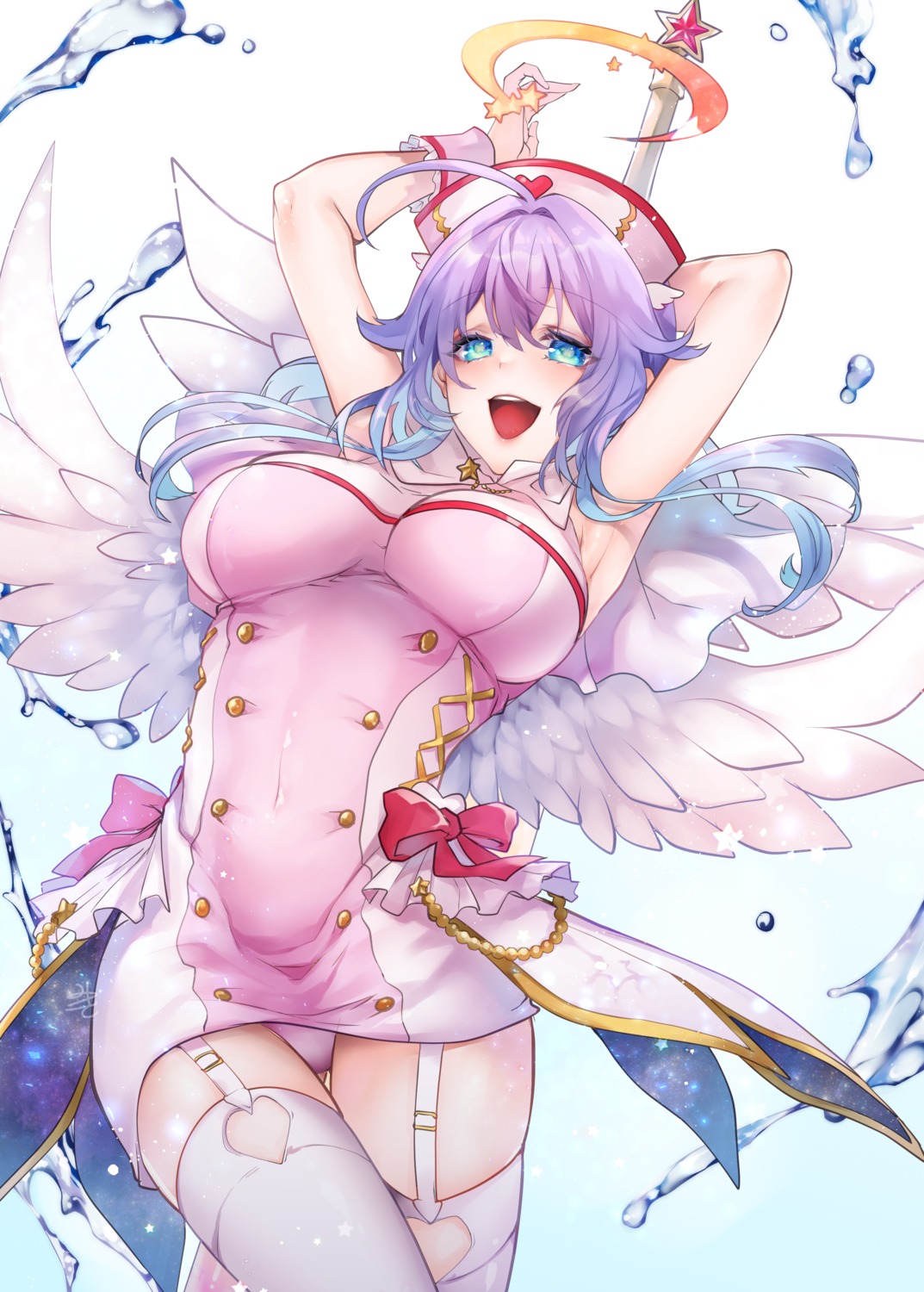 mtkrabbit nurse pantsu shironeko_project stockings thighhighs wings