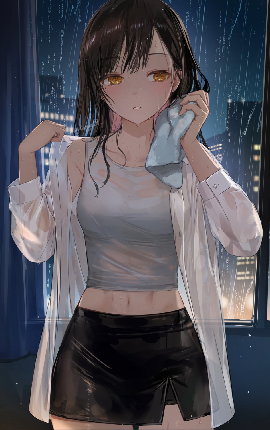 dress_shirt nima_(niru54) see_through towel undressing wet wet_clothes