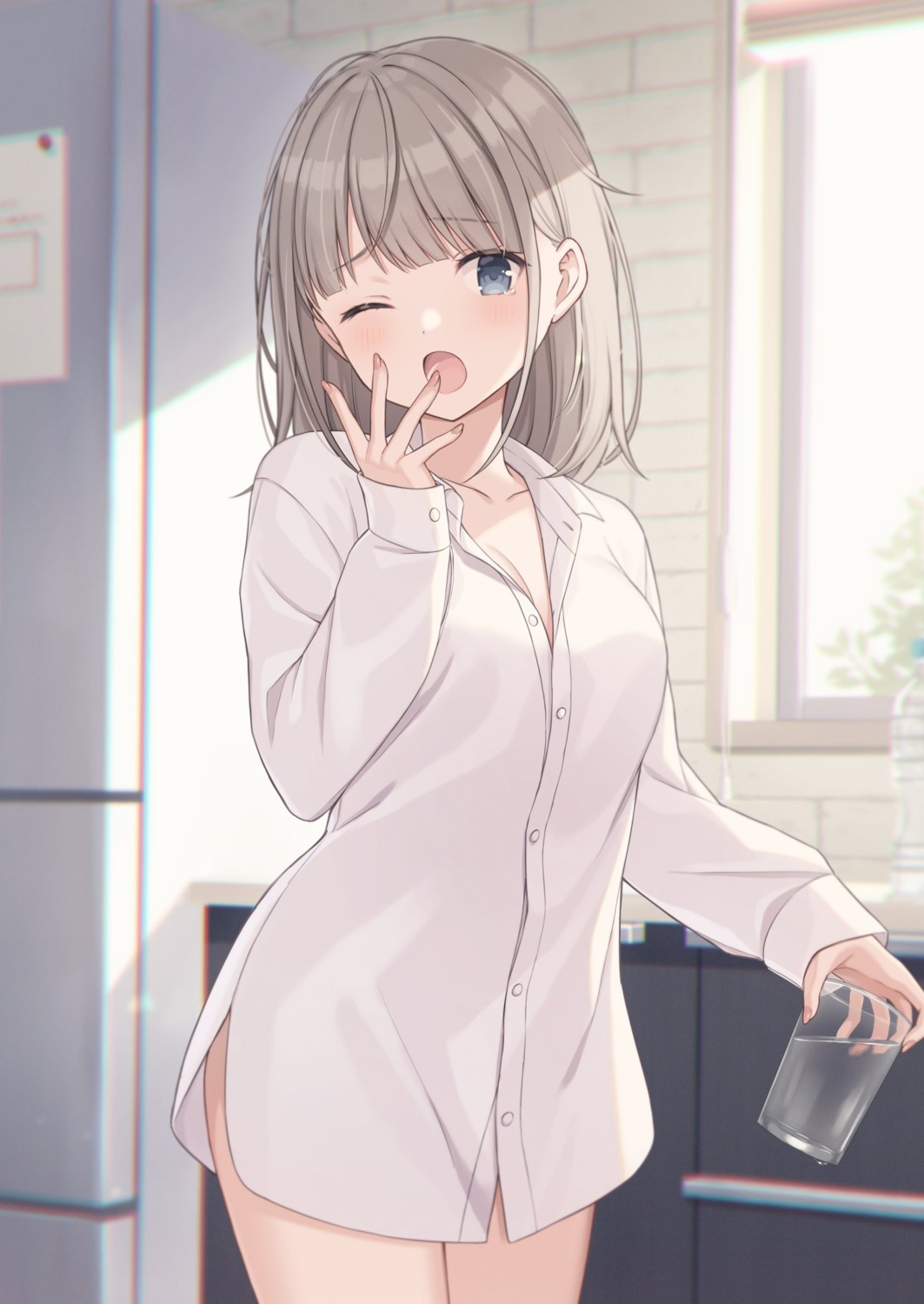 cleavage dress_shirt shiromikan