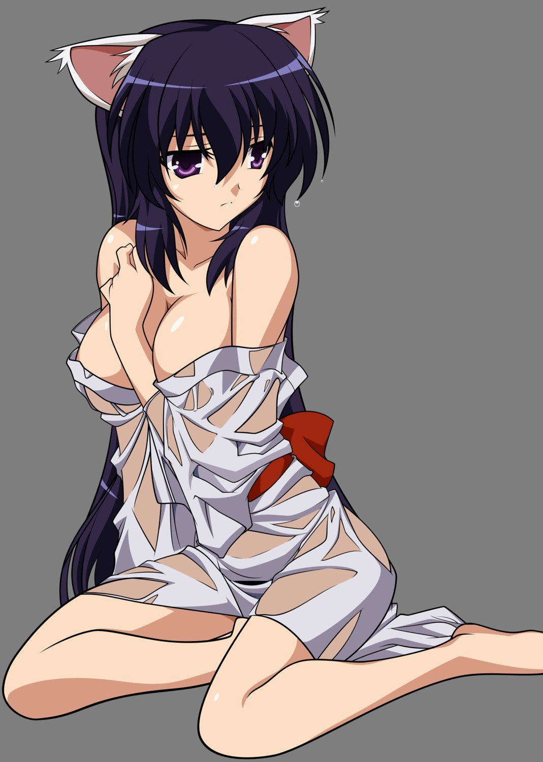 animal_ears cleavage himari omamori_himari see_through transparent_png vector_trace wet_clothes