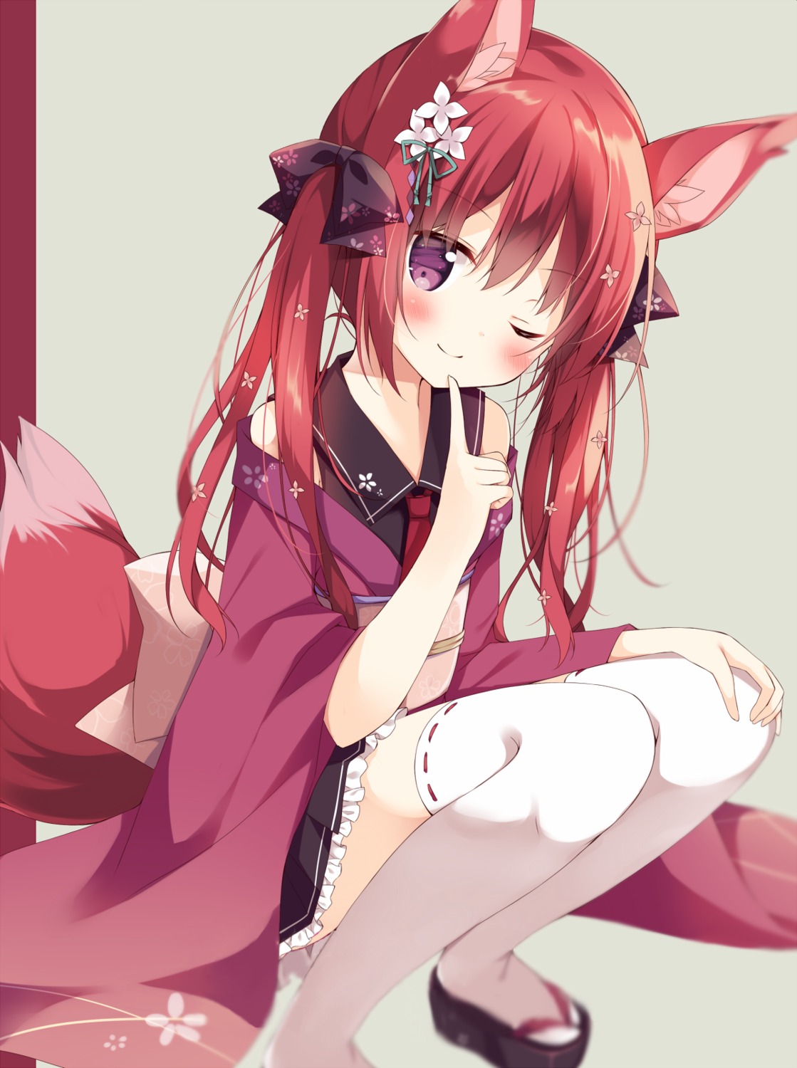 animal_ears detexted hoshi kitsune lolita_fashion tail thighhighs wa_lolita