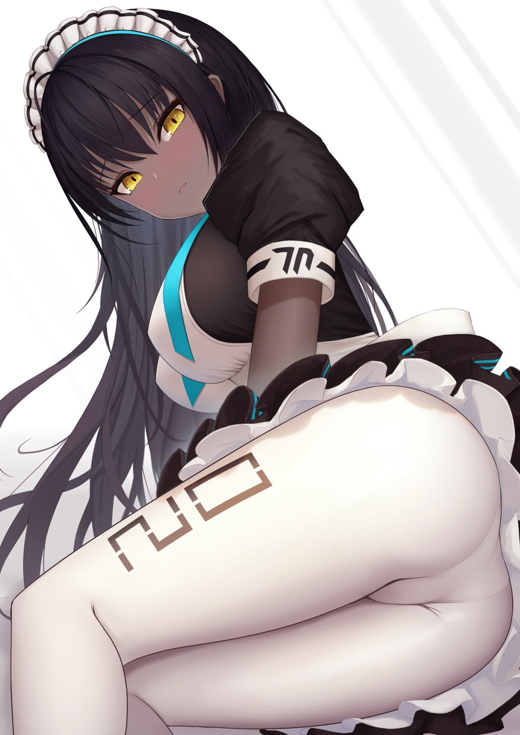 abeen_jhong ass blue_archive kakudate_karin maid pantsu pantyhose skirt_lift