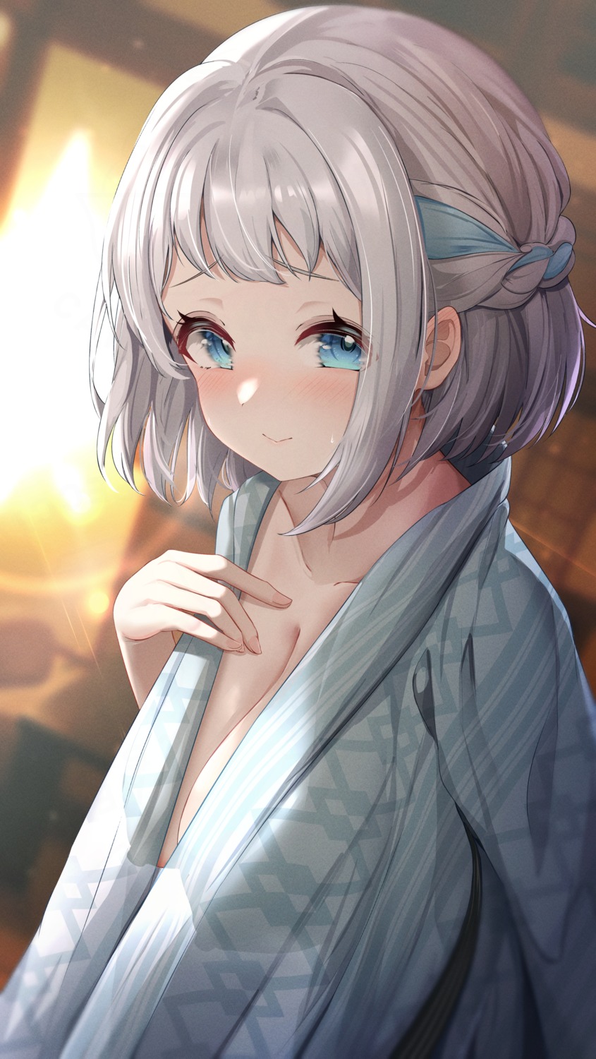 gakuen_idolm@ster katsuragi_lilja nipples no_bra open_shirt see_through sky_cappuccino the_idolm@ster yukata
