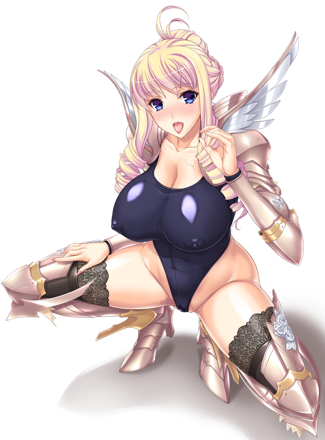 armor bertille_althusser cleavage erect_nipples heels komori_kei leotard pussy_juice ricotta thighhighs walkure_romanze wings