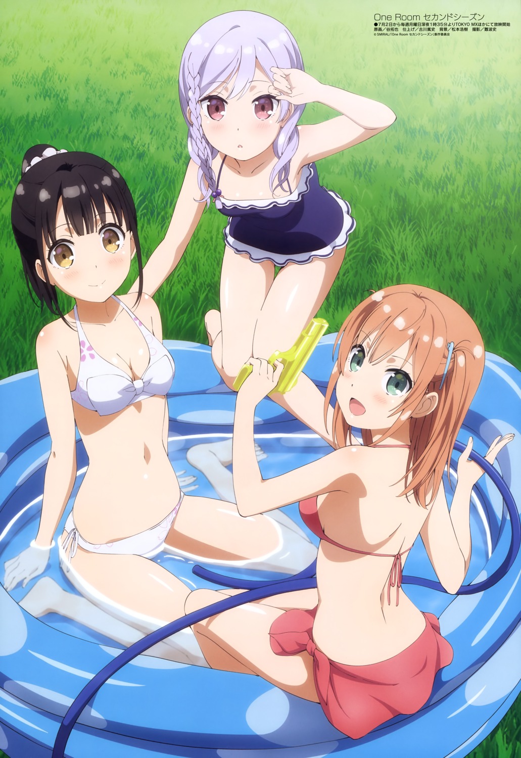 amatsuki_mashiro bikini cleavage gun hanasaka_yui nanahashi_minori one_room possible_duplicate swimsuits tani_takuya wet