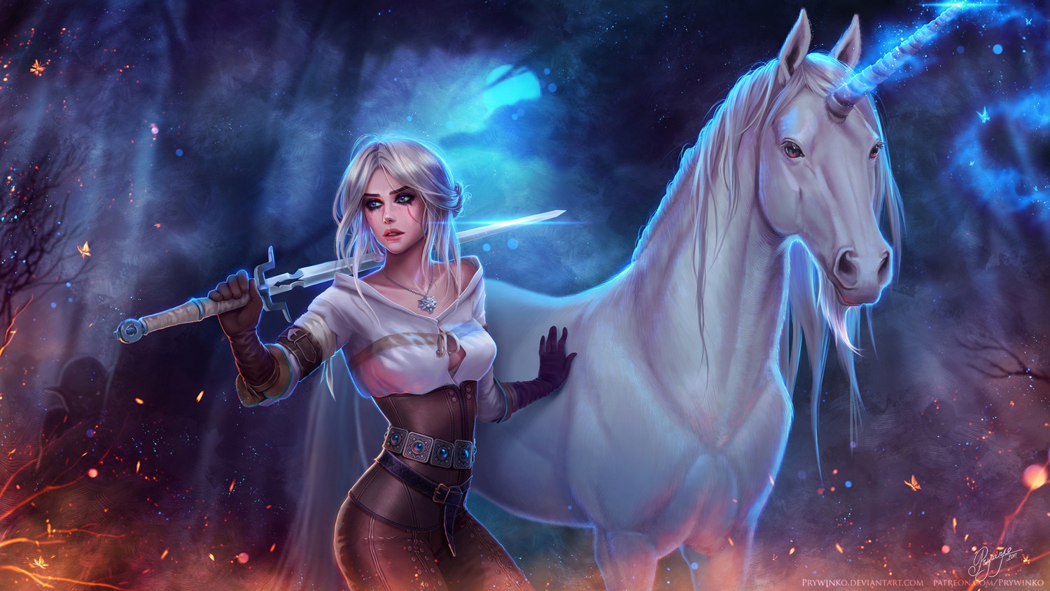 bra ciri official_watermark prywinko sword the_witcher the_witcher_3 wallpaper