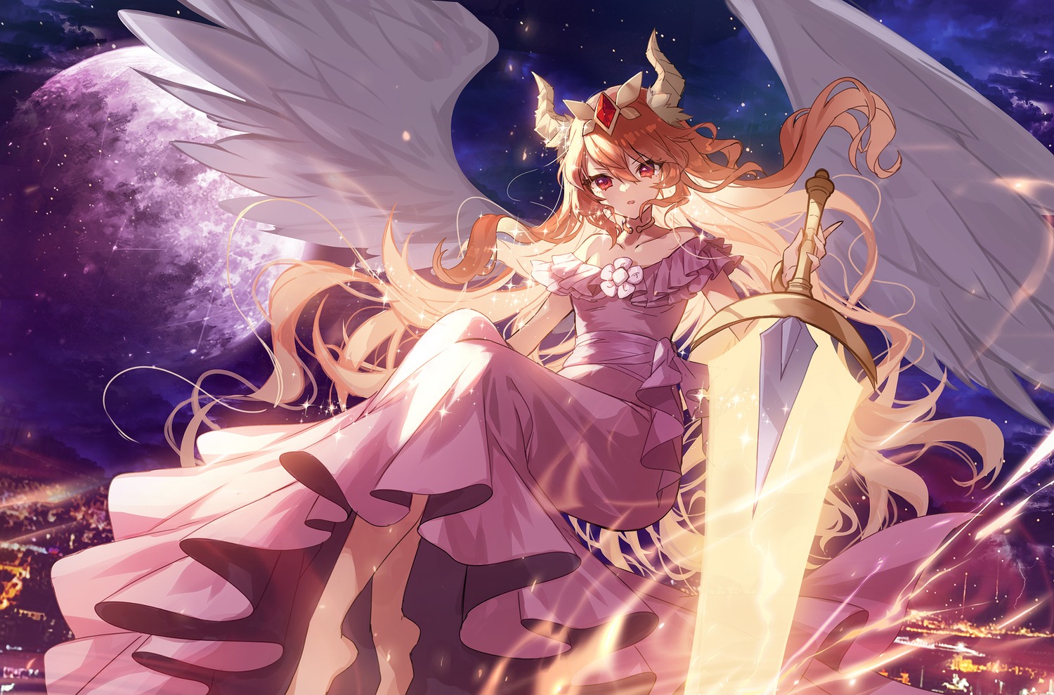 apple_caramel dress horns maplestory sword wings