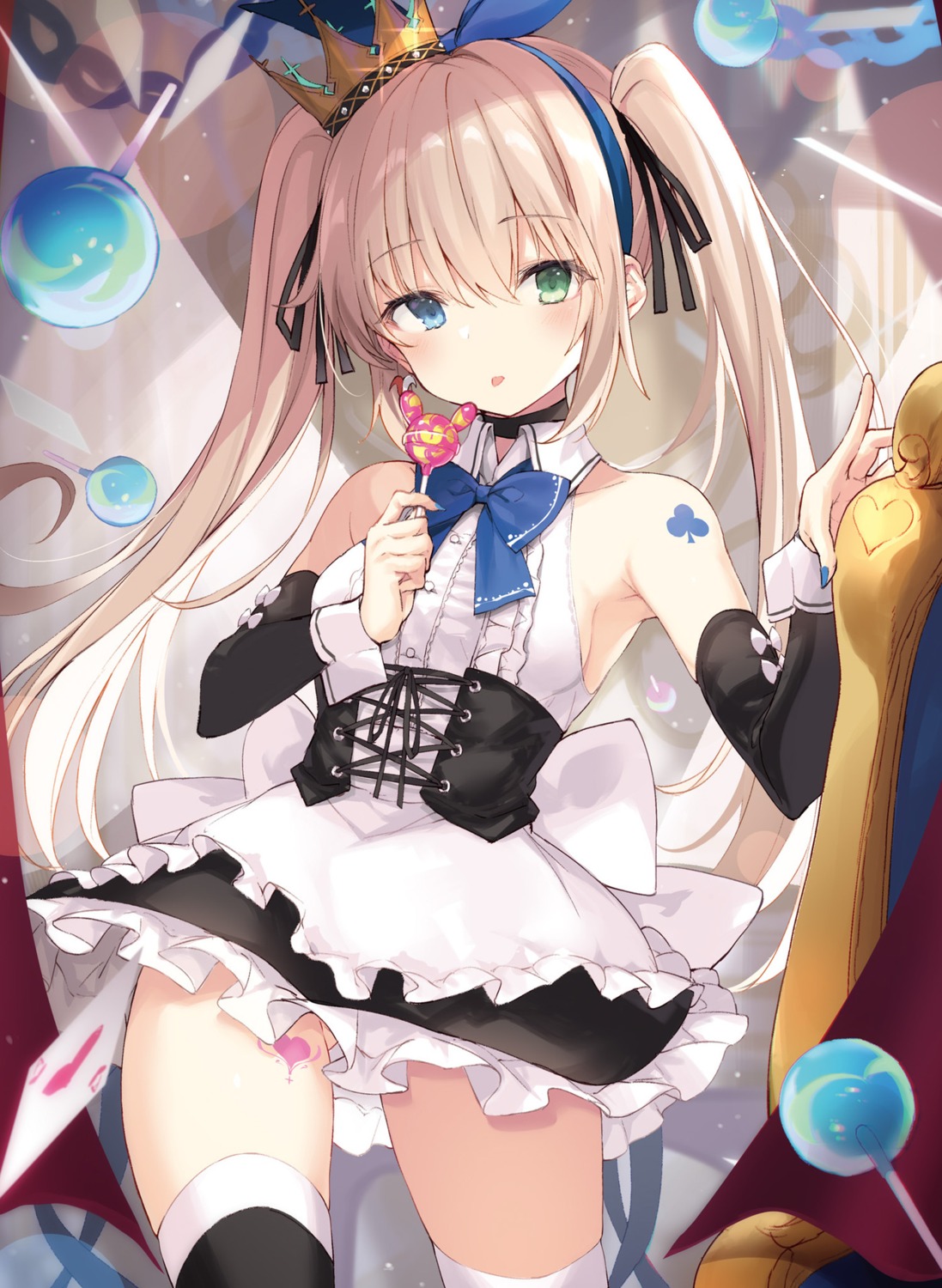 heterochromia maid nana_(luna_berry) tattoo thighhighs