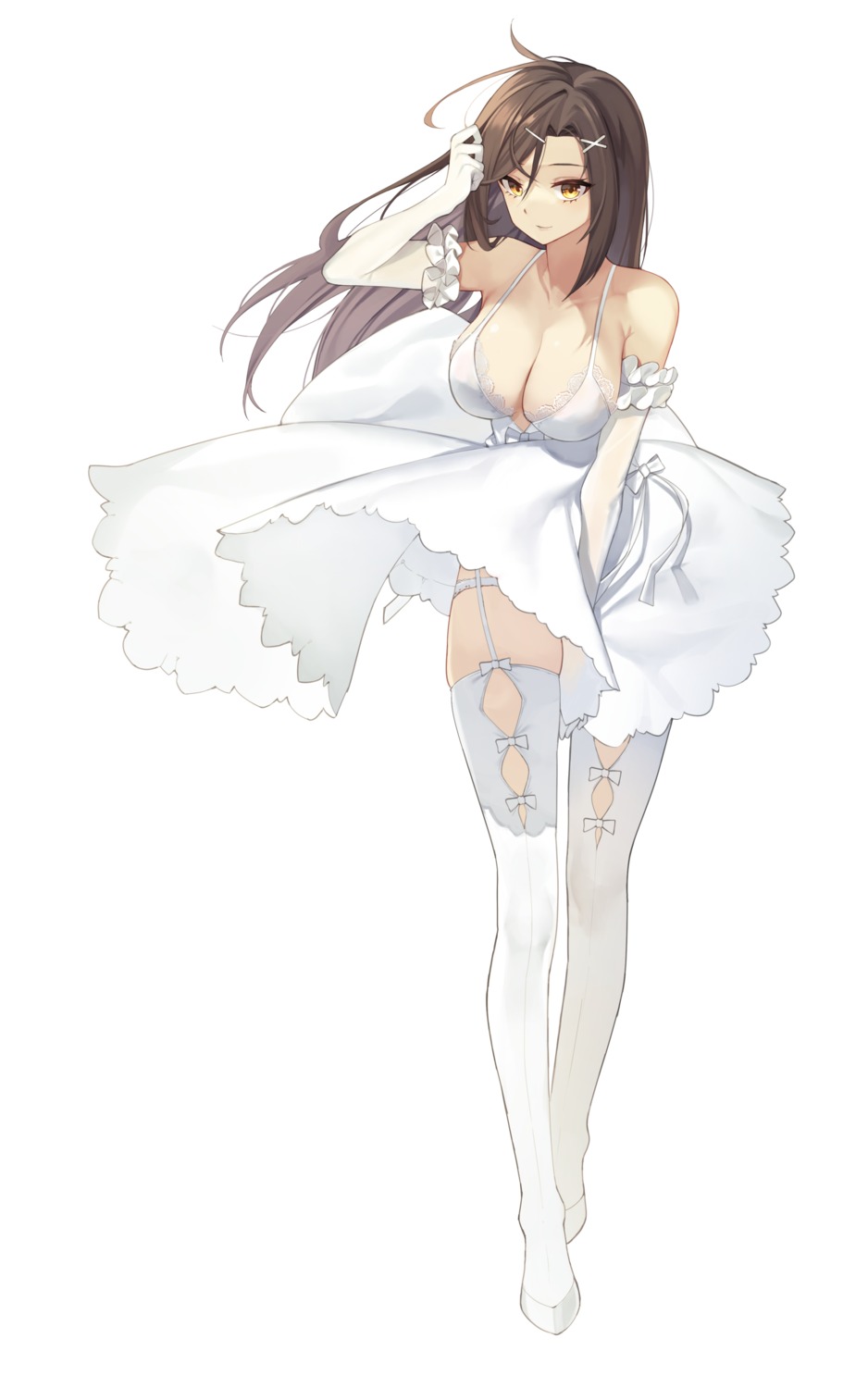 chukibabo2 dress garter no_bra pantsu skirt_lift stockings thighhighs wedding_dress