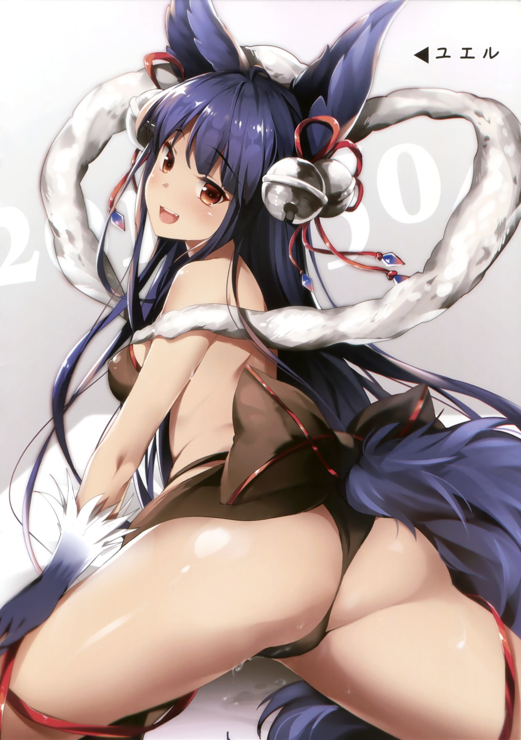 animal_ears ass chiyingzai erect_nipples granblue_fantasy no_bra pantsu pussy_juice tail yuel_(granblue_fantasy) yuukai_kinshi