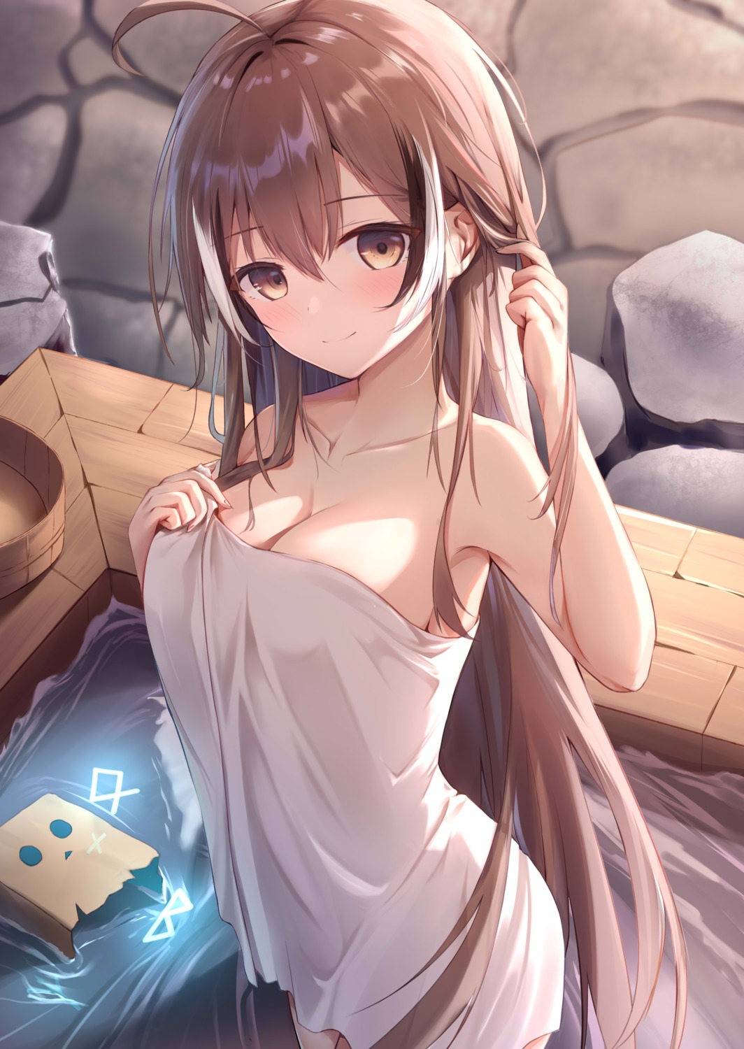 bathing breast_hold cleavage hololive hololive_english nanashi_mumei onsen towel wet wolfgang