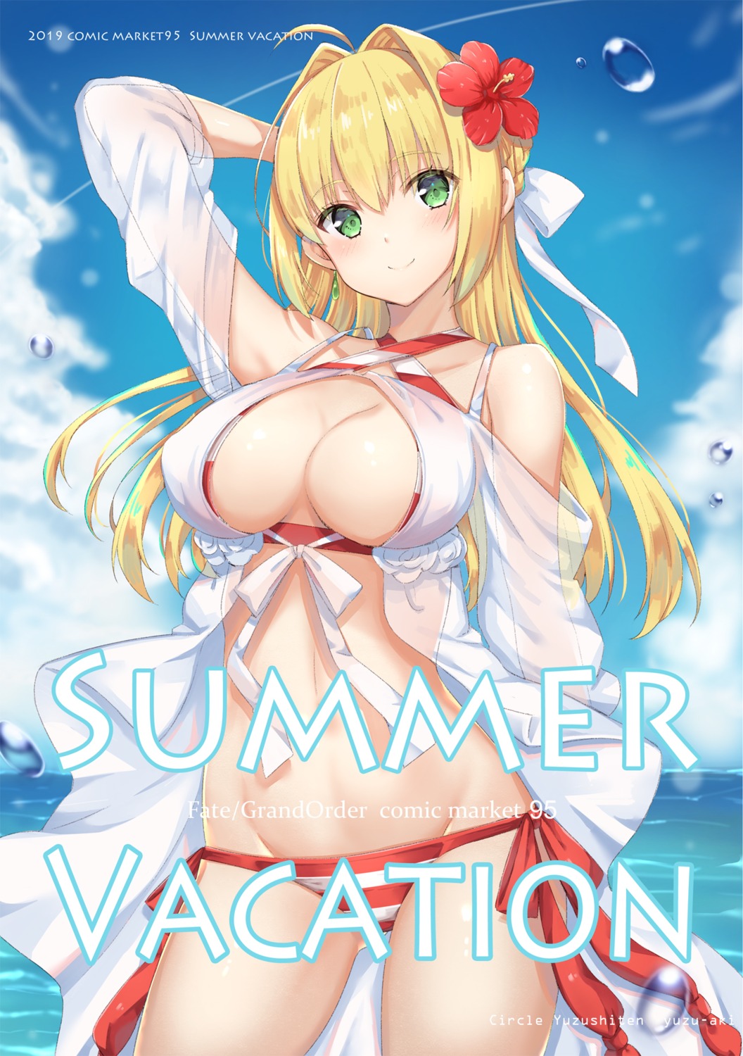 bikini fate/grand_order open_shirt saber_extra see_through swimsuits yuzu-aki