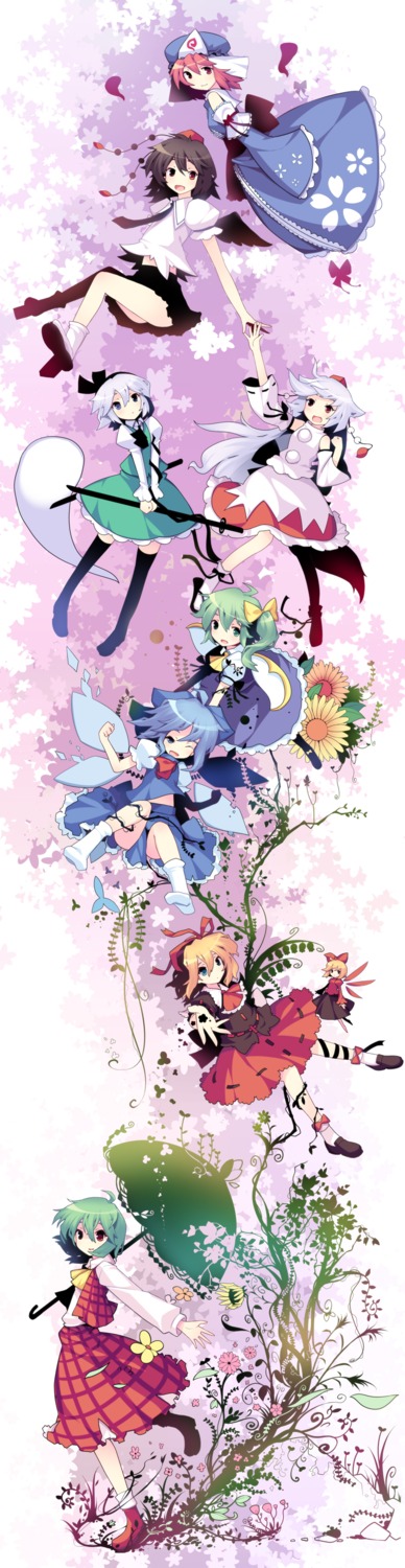 cirno daiyousei inubashiri_momiji kazami_yuuka konpaku_youmu medicine_melancholy saigyouji_yuyuko sayori shameimaru_aya su-san touhou