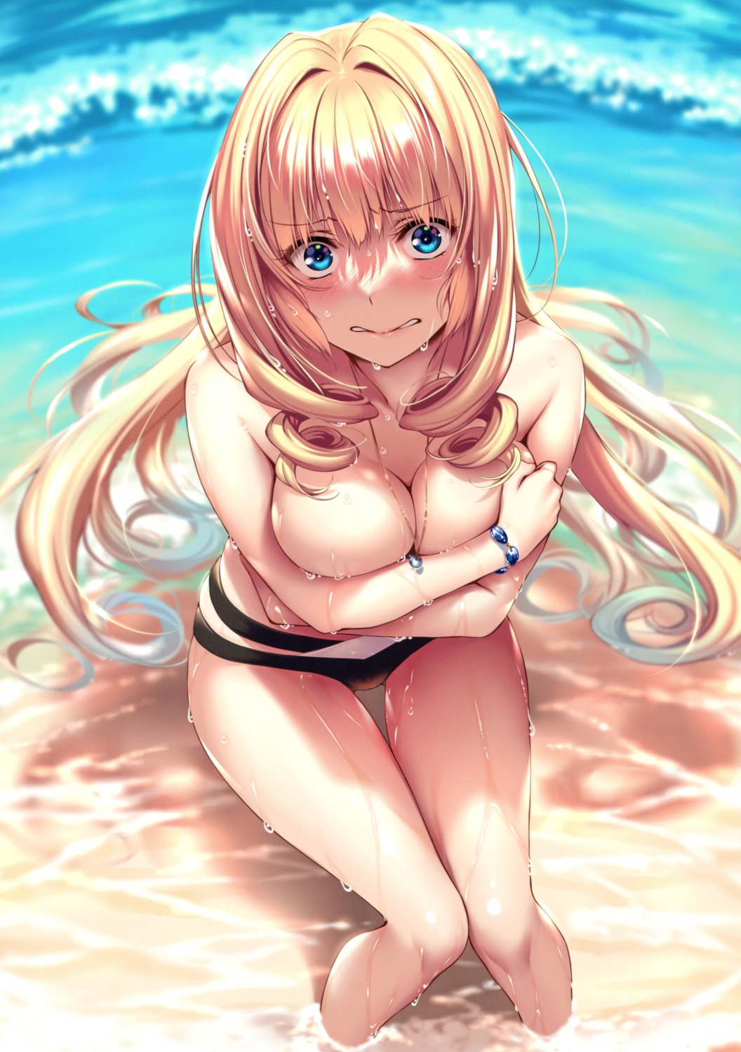 bikini breast_hold hanikami_kanojo piromizu shoudou_erena swimsuits topless wet