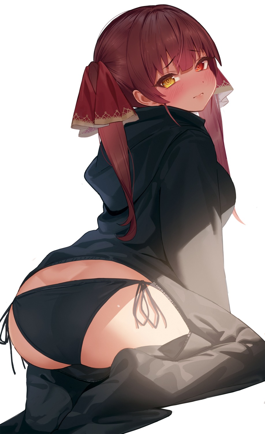 ass heterochromia hololive houshou_marine pantsu prem_(user_htrd4732) string_panties