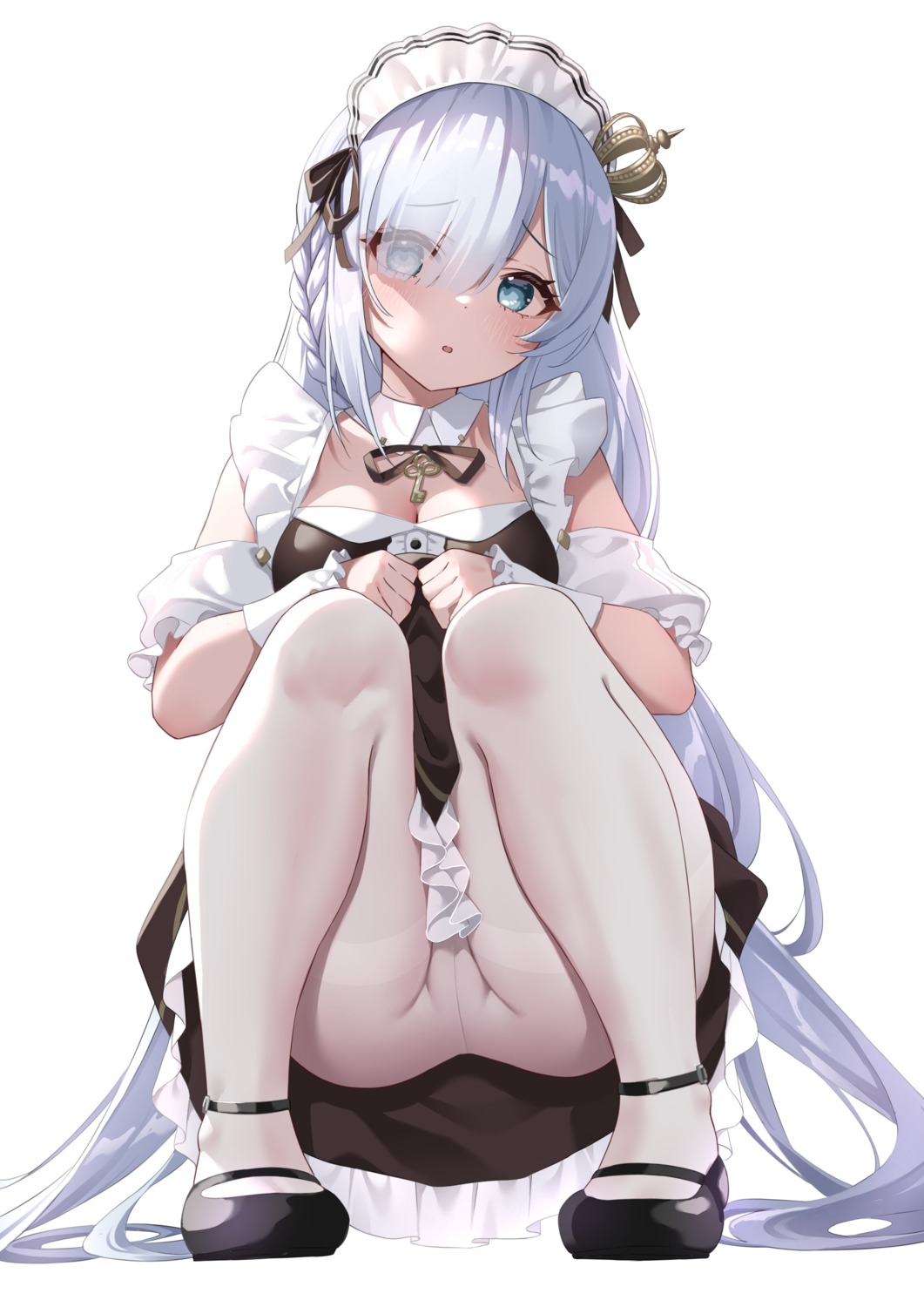 azur_lane classic_(zildjian33) cleavage janus_(azur_lane) maid pantyhose skirt_lift