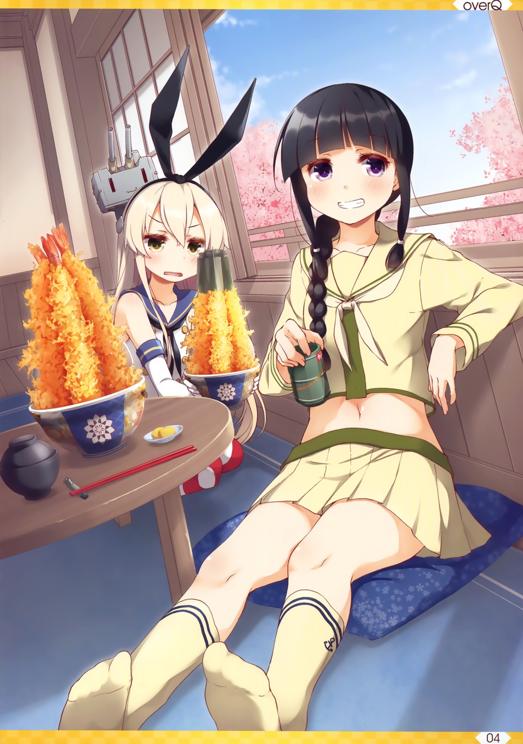 feet kantai_collection kitakami_(kancolle) seifuku shimakaze_(kancolle) thighhighs yume_no_owari