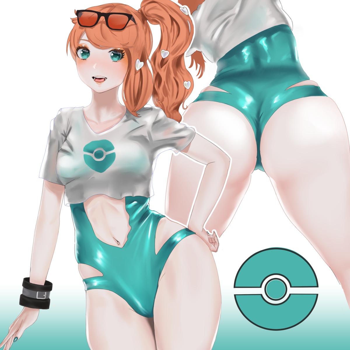 ass megane pokemon pokemon_swsh see_through sonia_(pokemon) swimsuits yukidaruma