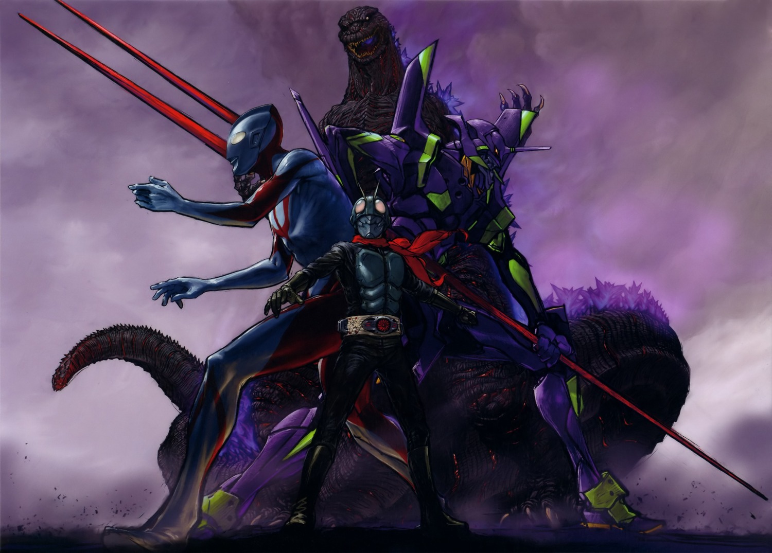 godzilla_(series) horns kamen_rider mecha monster neon_genesis_evangelion ultraman weapon