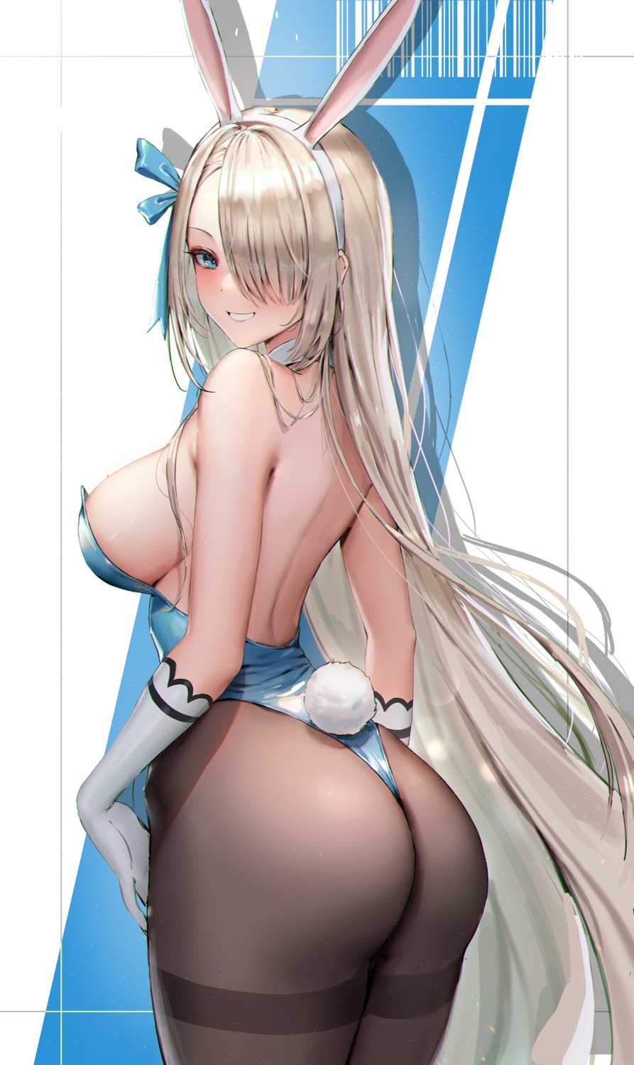 animal_ears ass blue_archive bunny_ears bunny_girl ichinose_asuna jademoon no_bra pantyhose tail