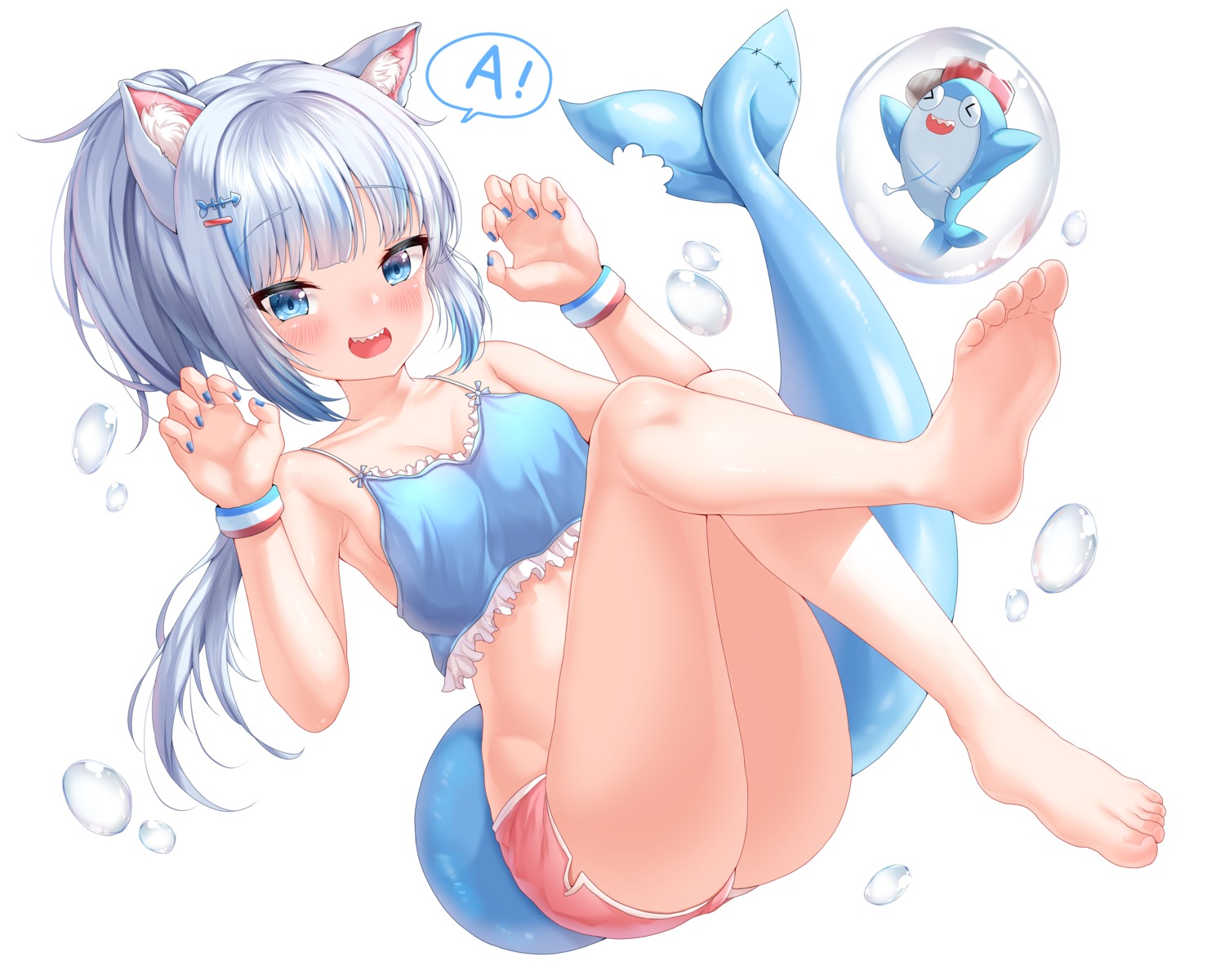 animal_ears feet gawr_gura haqu hololive hololive_english nekomimi tail