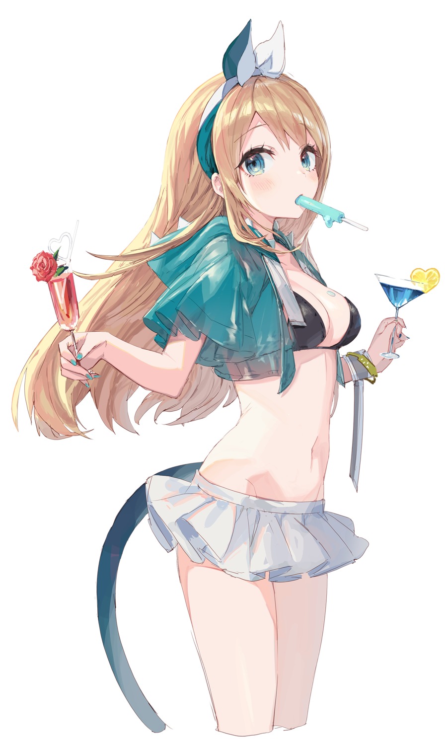 bikini_top open_shirt swimsuits tail yu-ri