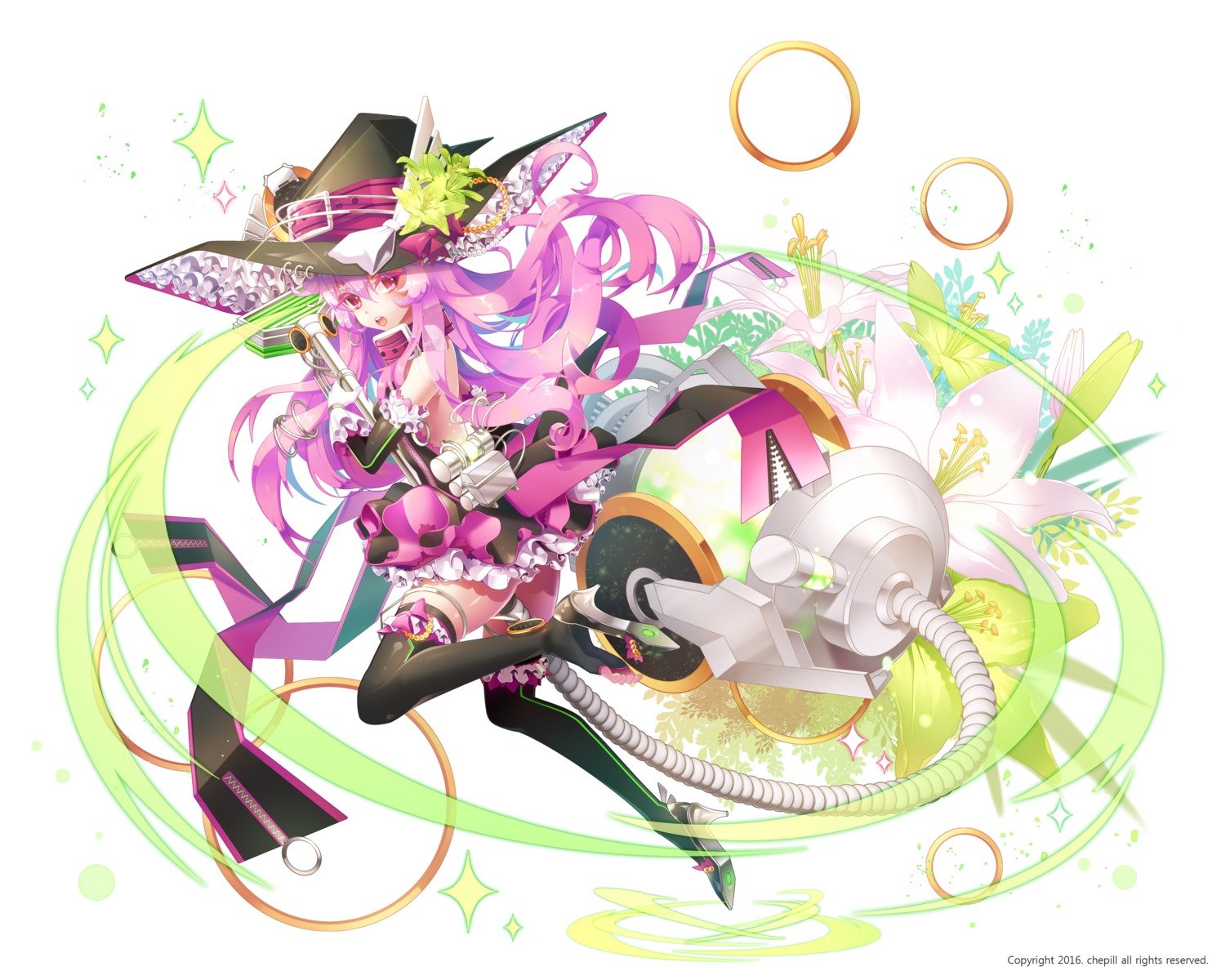 chepill dress heels kairisei_million_arthur nimue_(million_arthur) no_bra thighhighs weapon witch