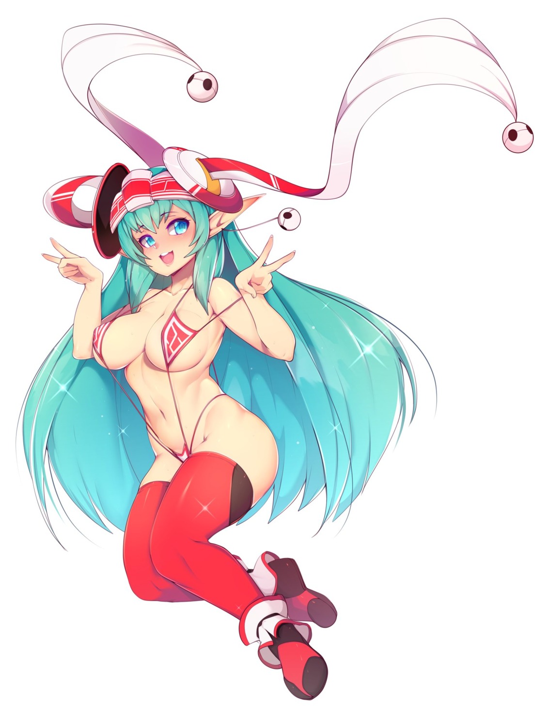 elf pointy_ears sling_bikini slugbox swimsuits thighhighs