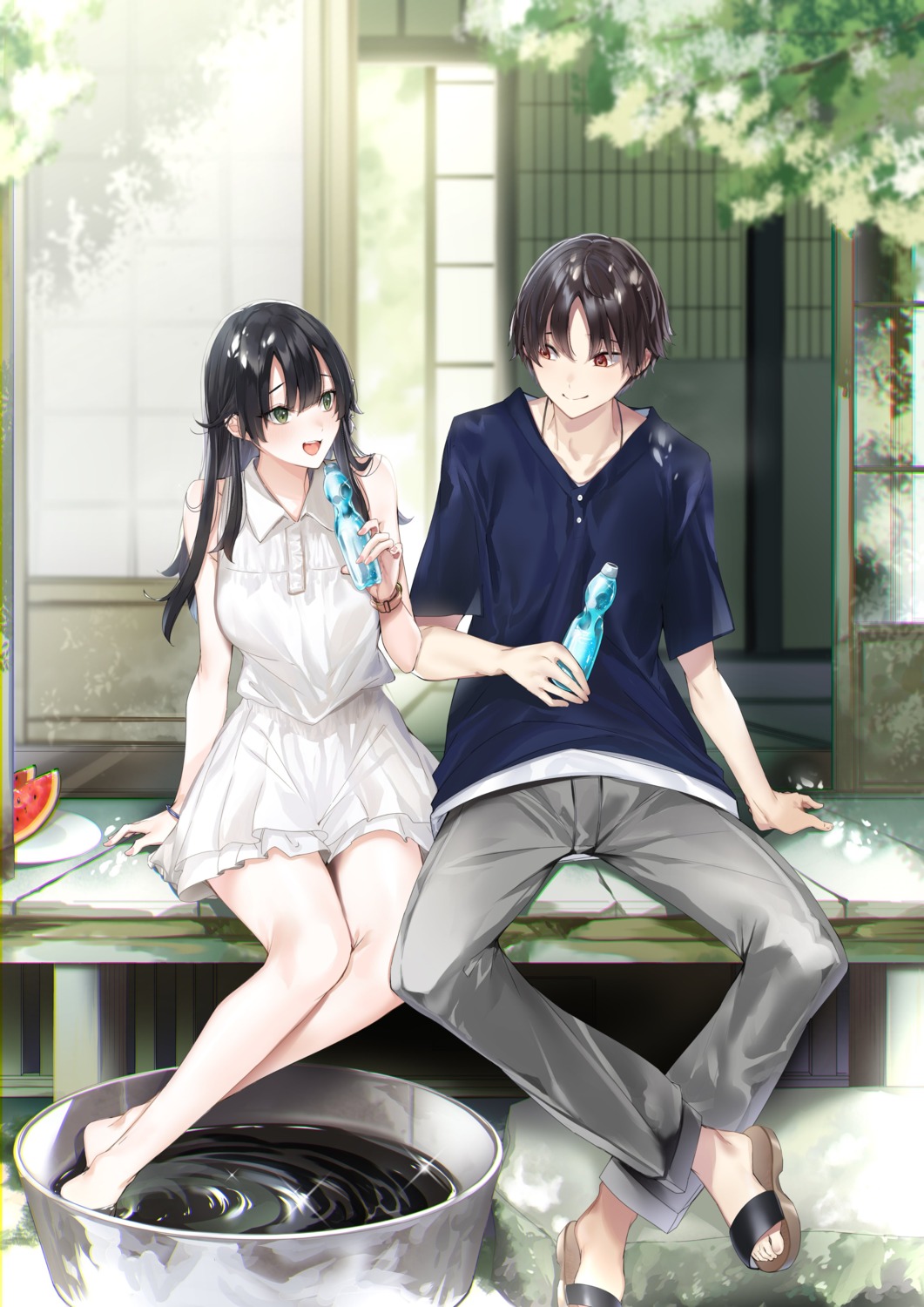 dress hitotsuba_kaede kakao ryoushin_no_shakkin_wo_katagawari_shite_morau_jouken_wa_nihonichi_kawaii_joshikousei_to_issho_ni_kurasu_koto_deshita. summer_dress wet yoshizumi_yuuya