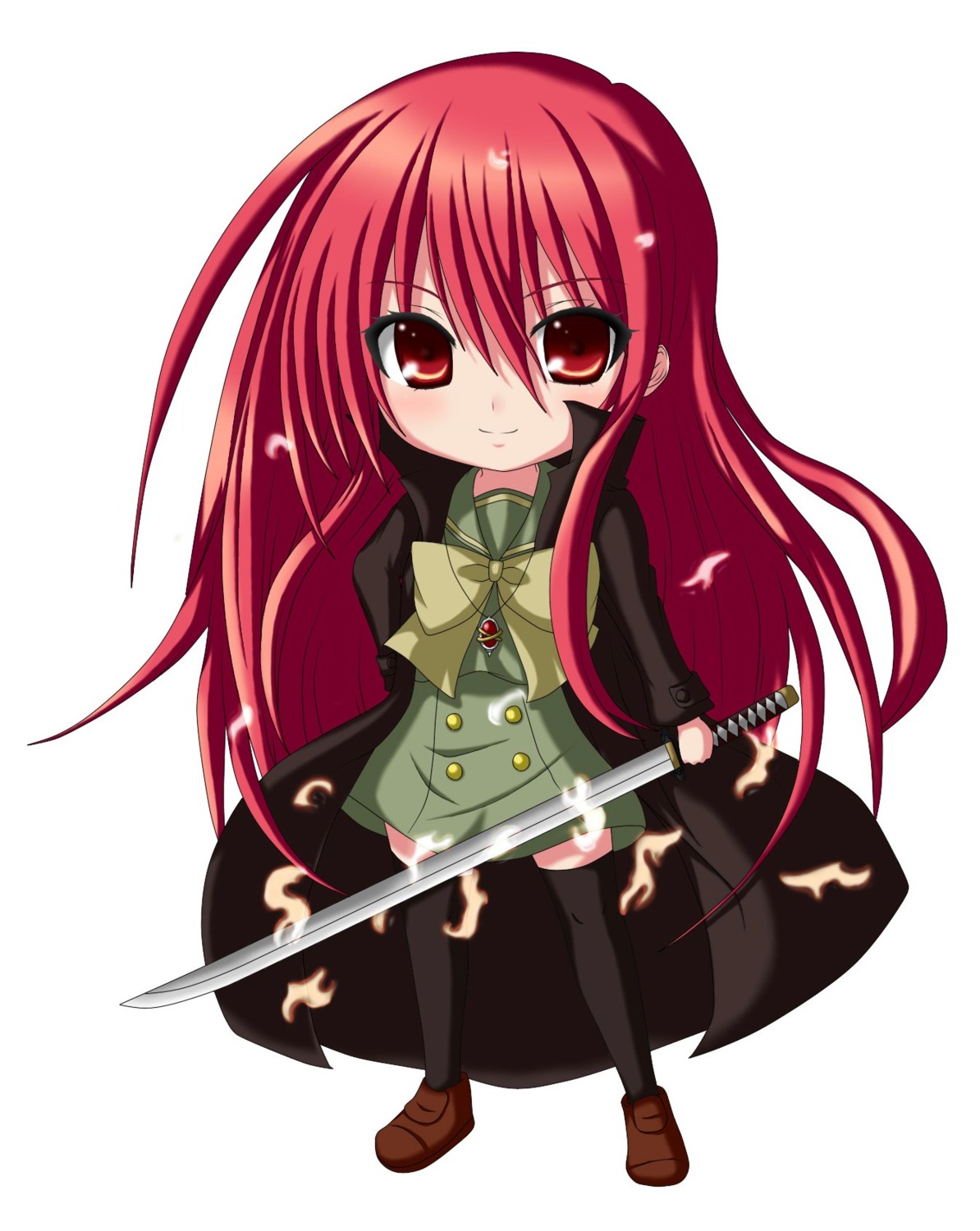 chibi jpeg_artifacts kuena shakugan_no_shana shana sword thighhighs